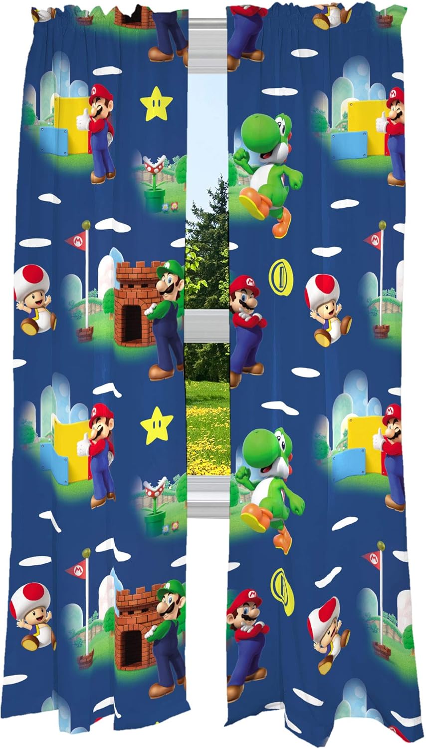 Franco Kids Window Curtains Set Super Mario 82x84
