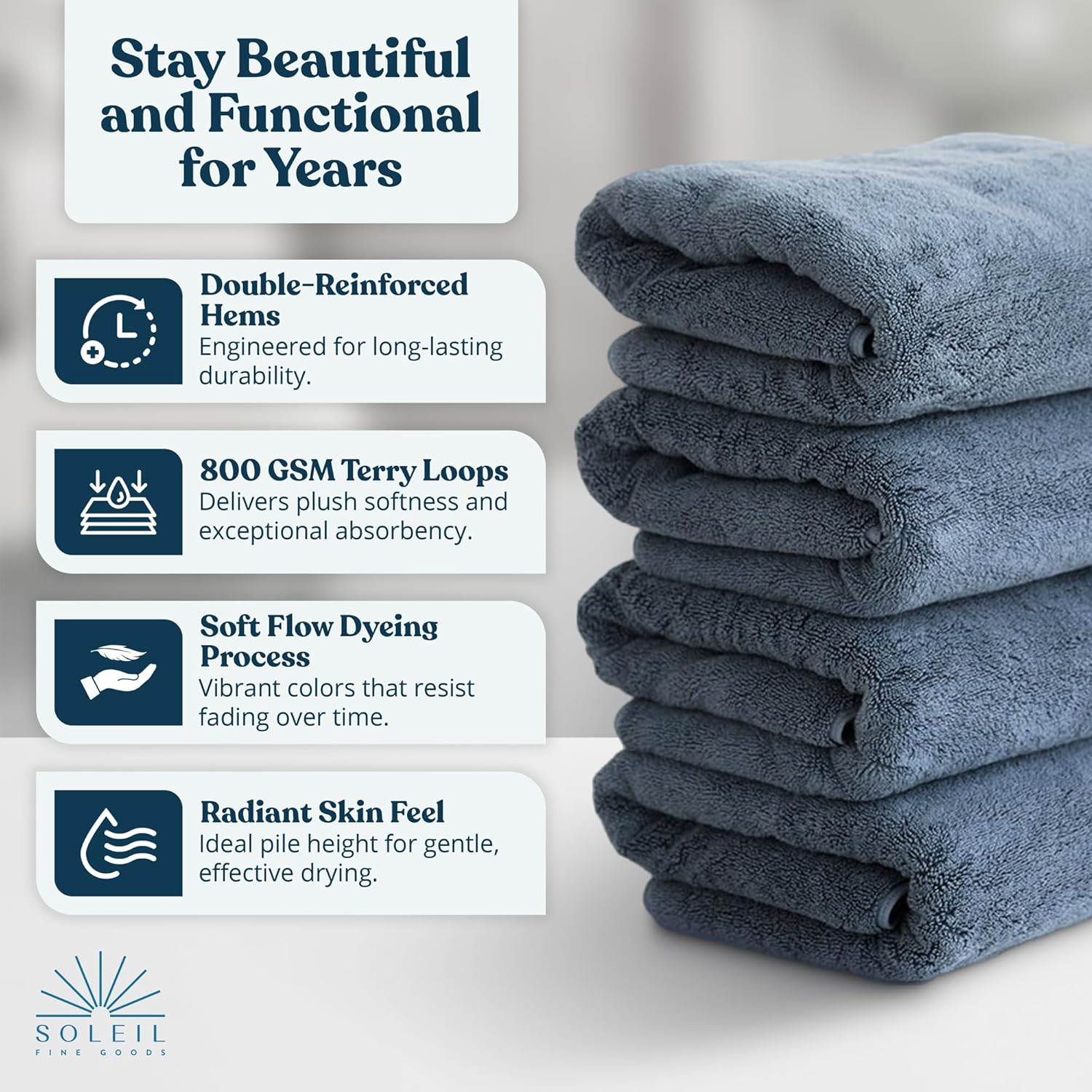 Luxurious 800 GSM Bath Towel Set - 27 x 54 Inches