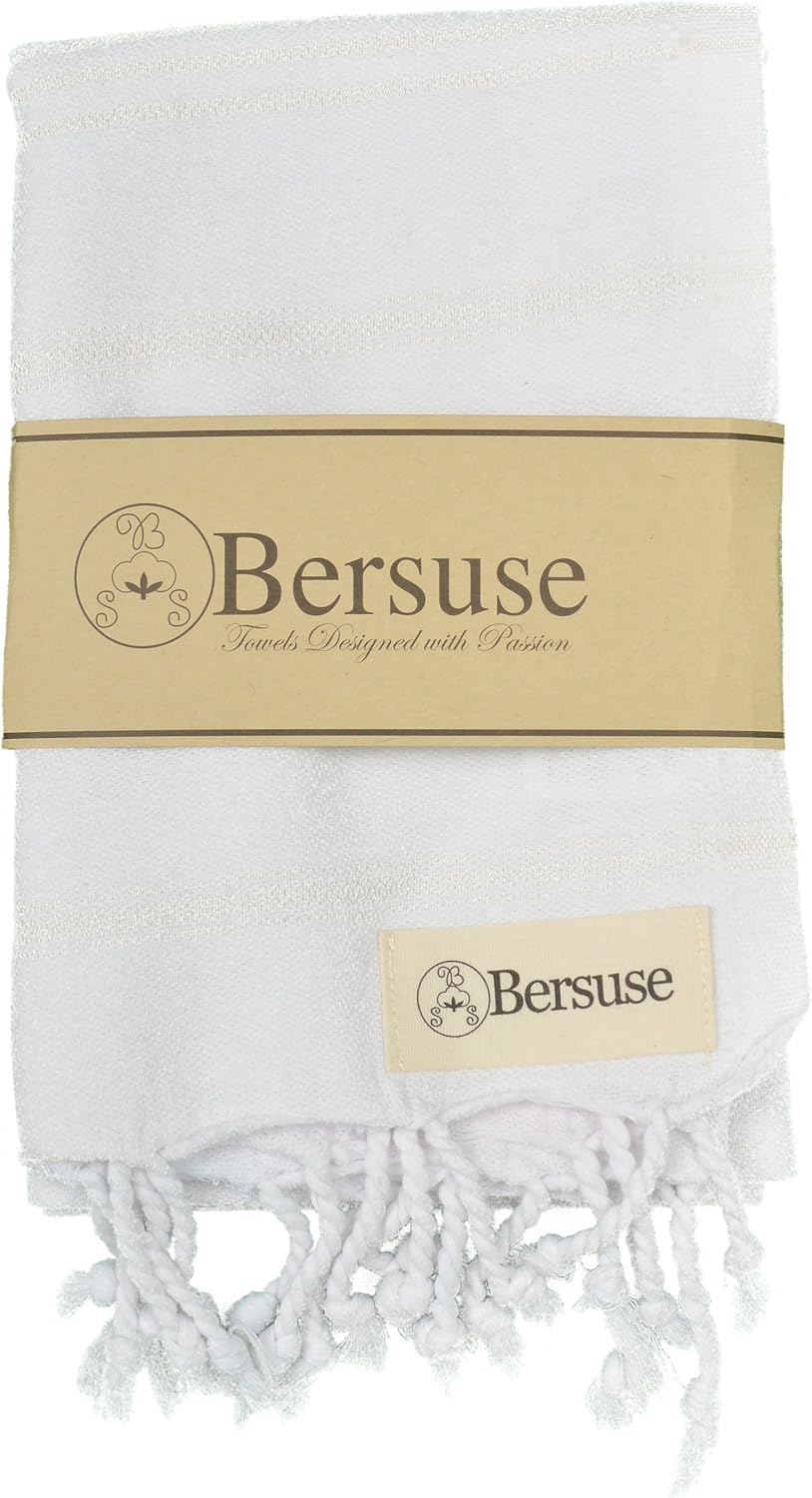 Bersuse Turkish Cotton Hand Towels - Set of 3 Soft and Absorbent