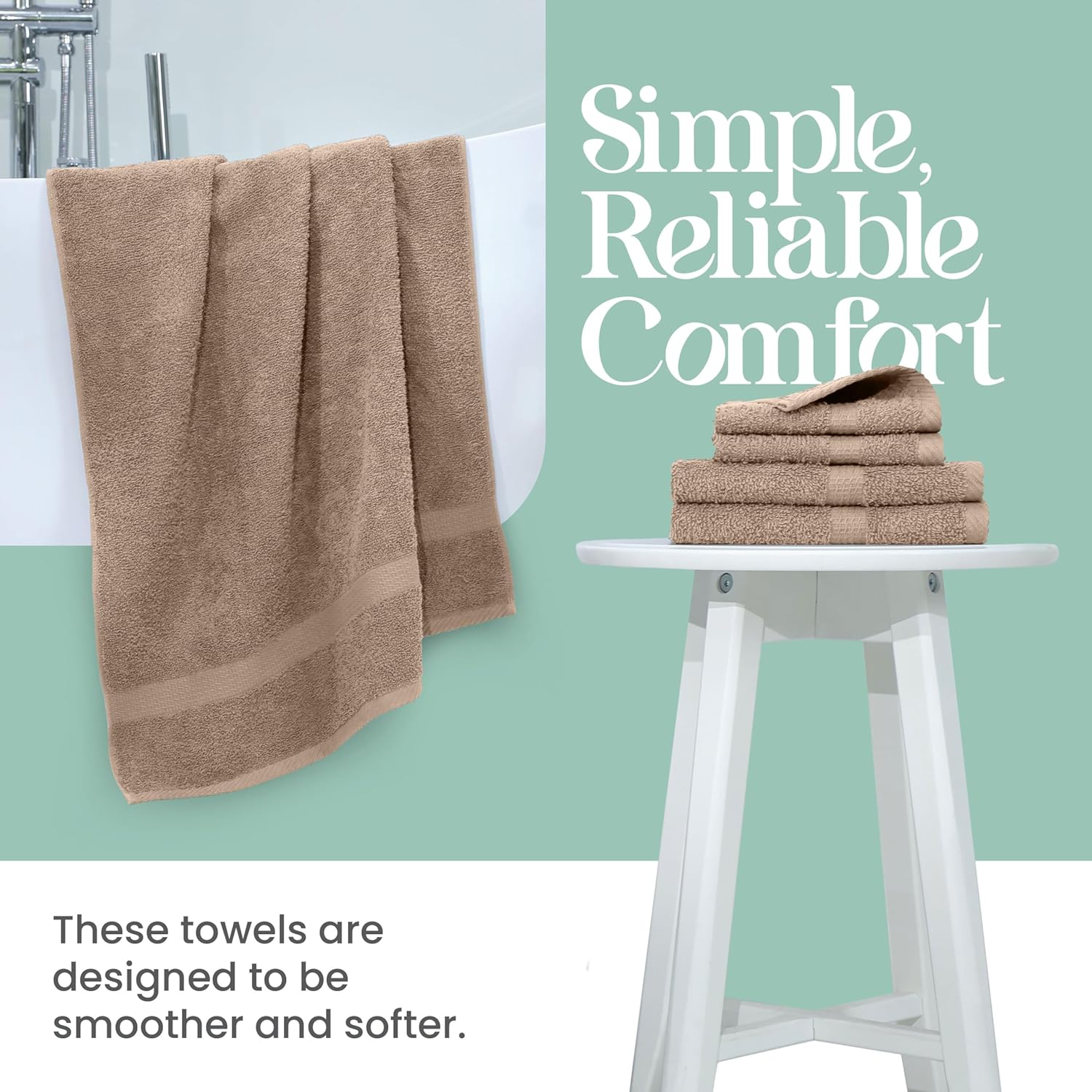 Utica 6-Piece Beige Towel Set Soft Absorbent