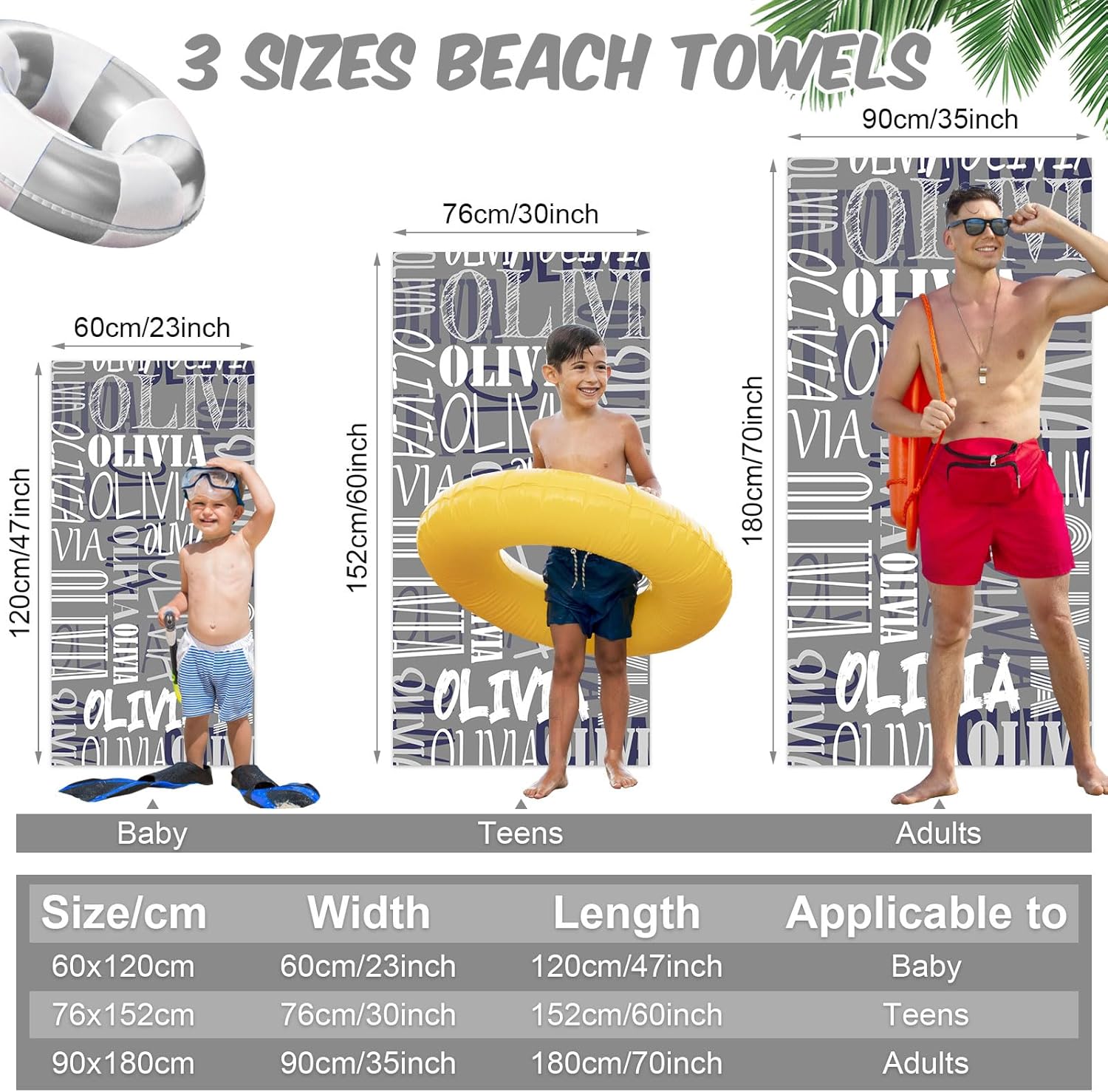 Hoomall Personalized Beach Towel with Name for Kids and Adults