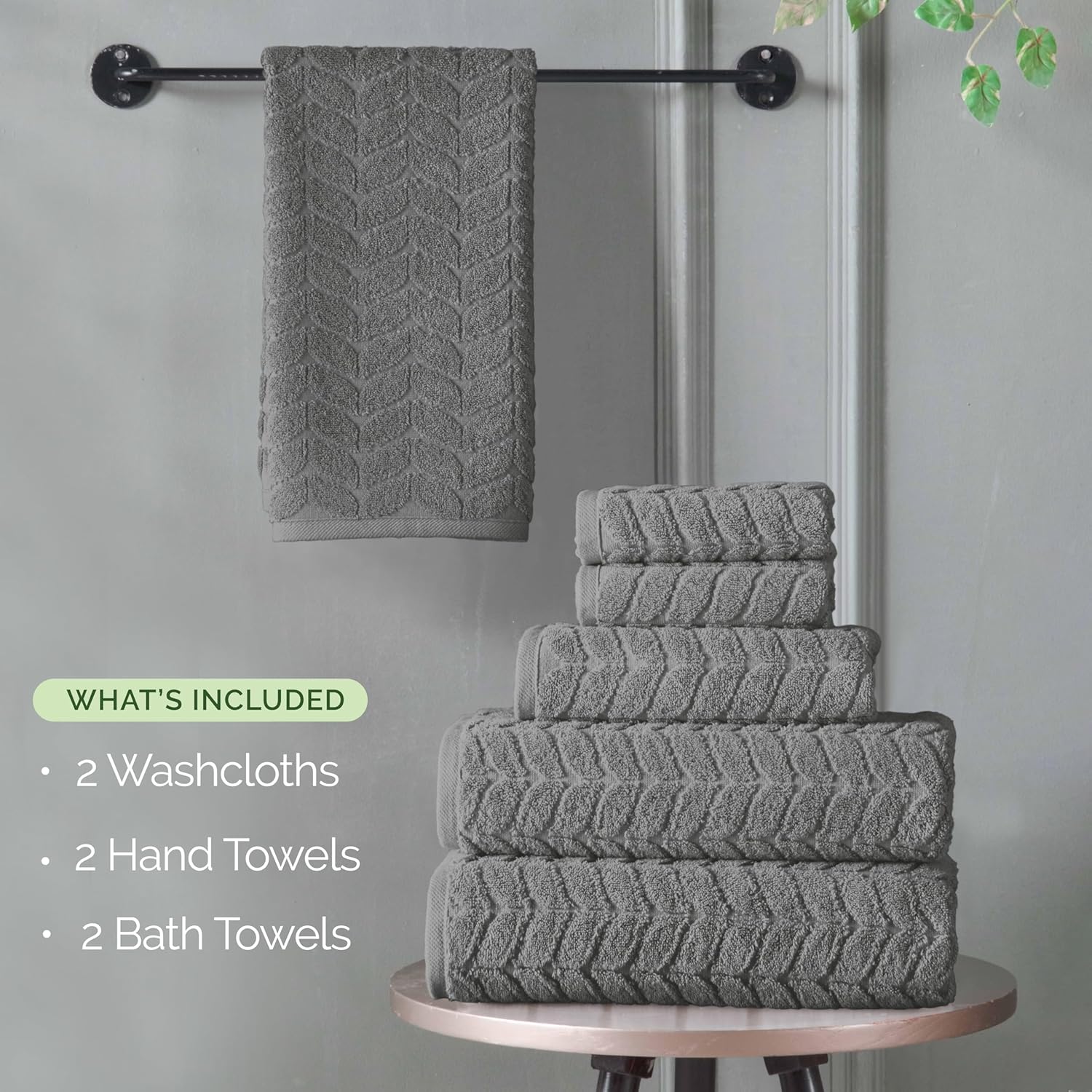 Elegant Comfort 6-Piece Turkish Cotton Towel Set Gray