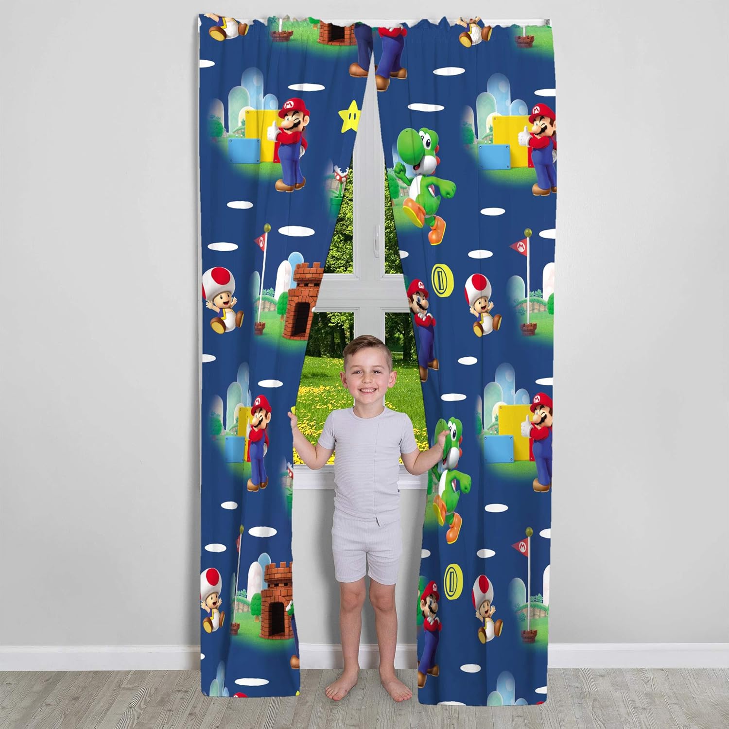 Franco Kids Window Curtains Set Super Mario 82x84