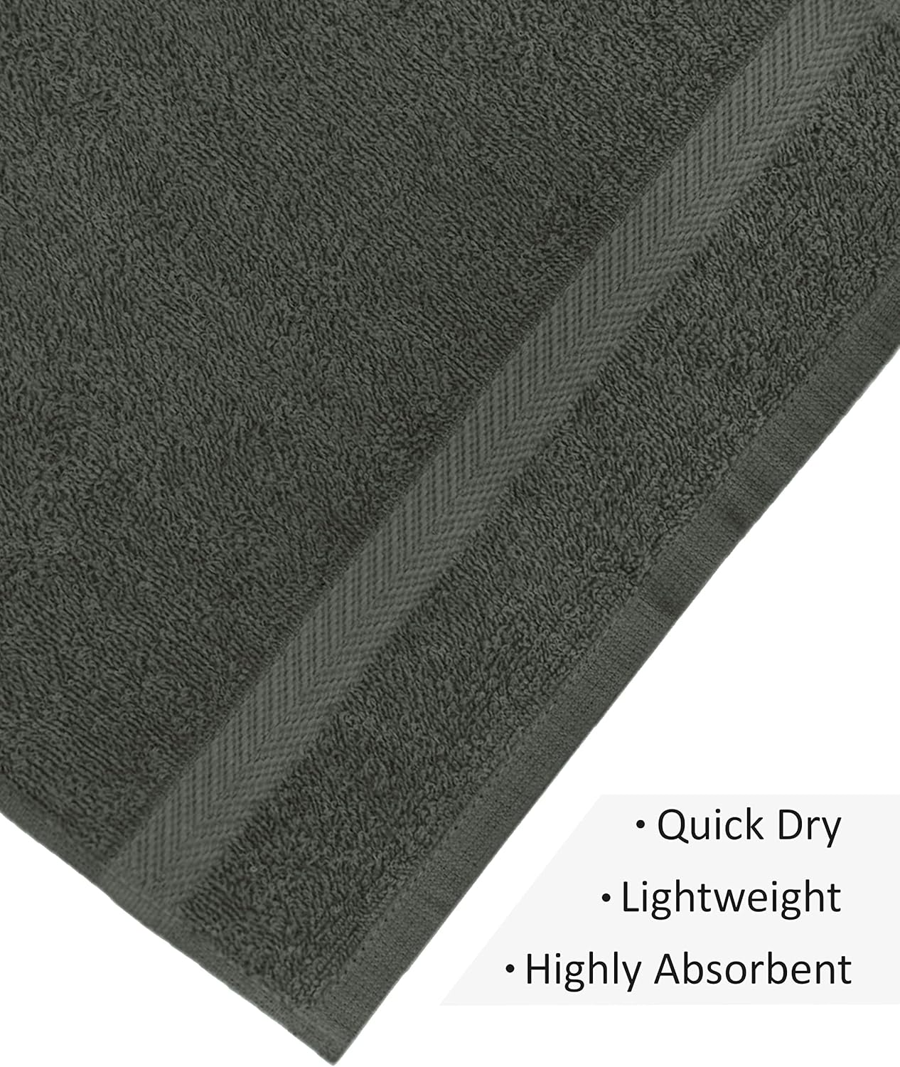 COTTON CRAFT Simplicity Bath Towels Set - 7 Pack Charcoal