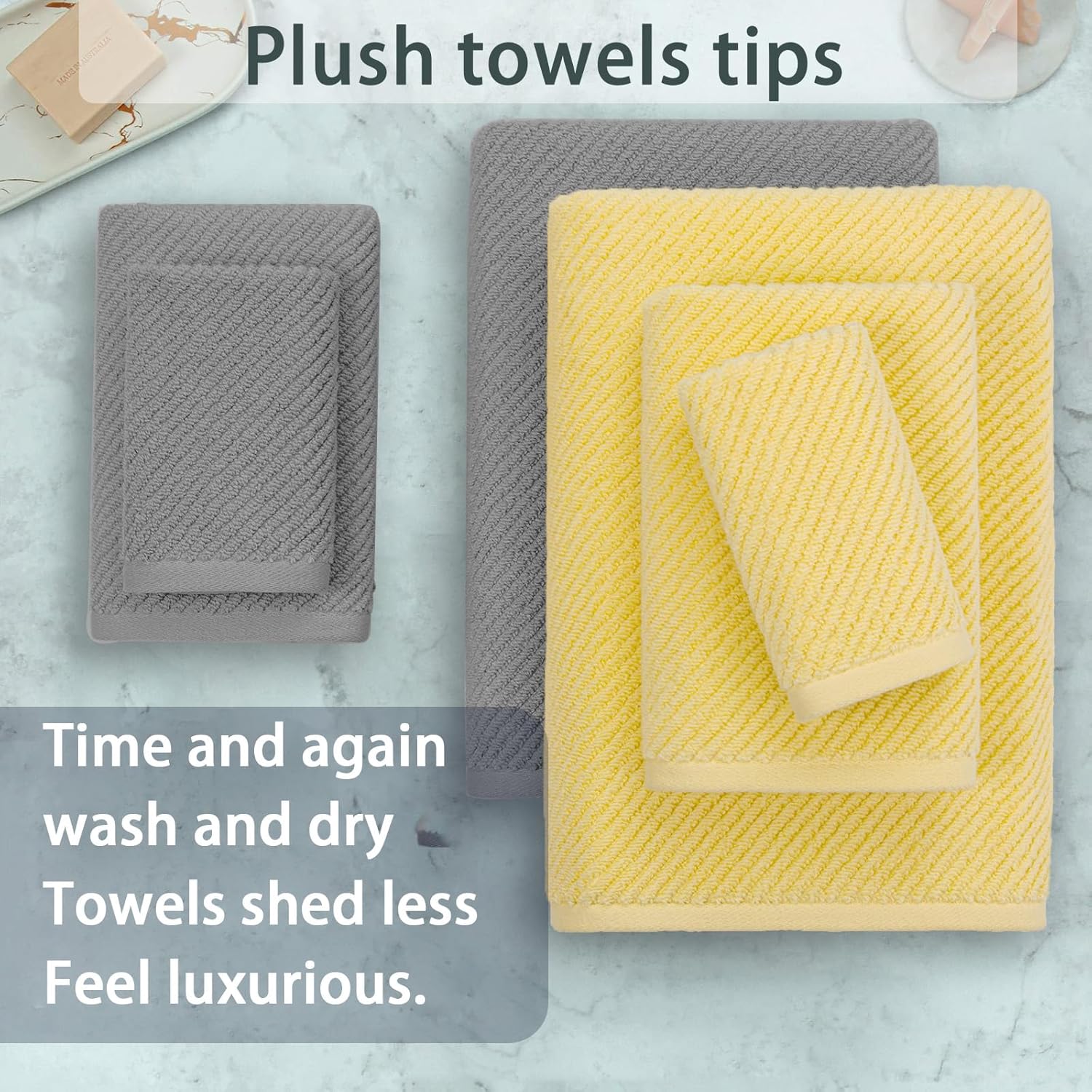 VOOVA MOVAS 6-Piece Cotton Towel Set with Hanging Loop