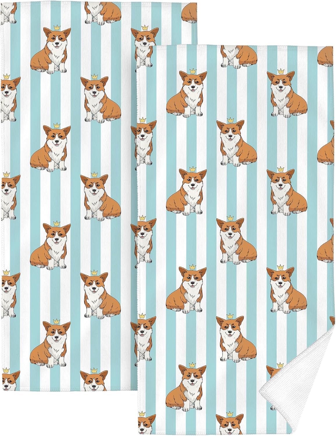 HIKENVIU Corgi Dog Bath Towels Set of 2 14x28 Inch
