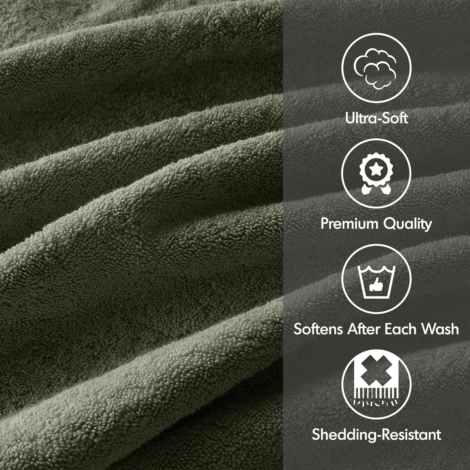 Madison Park 800 GSM Bathroom Towel Set of 8 Olive Green