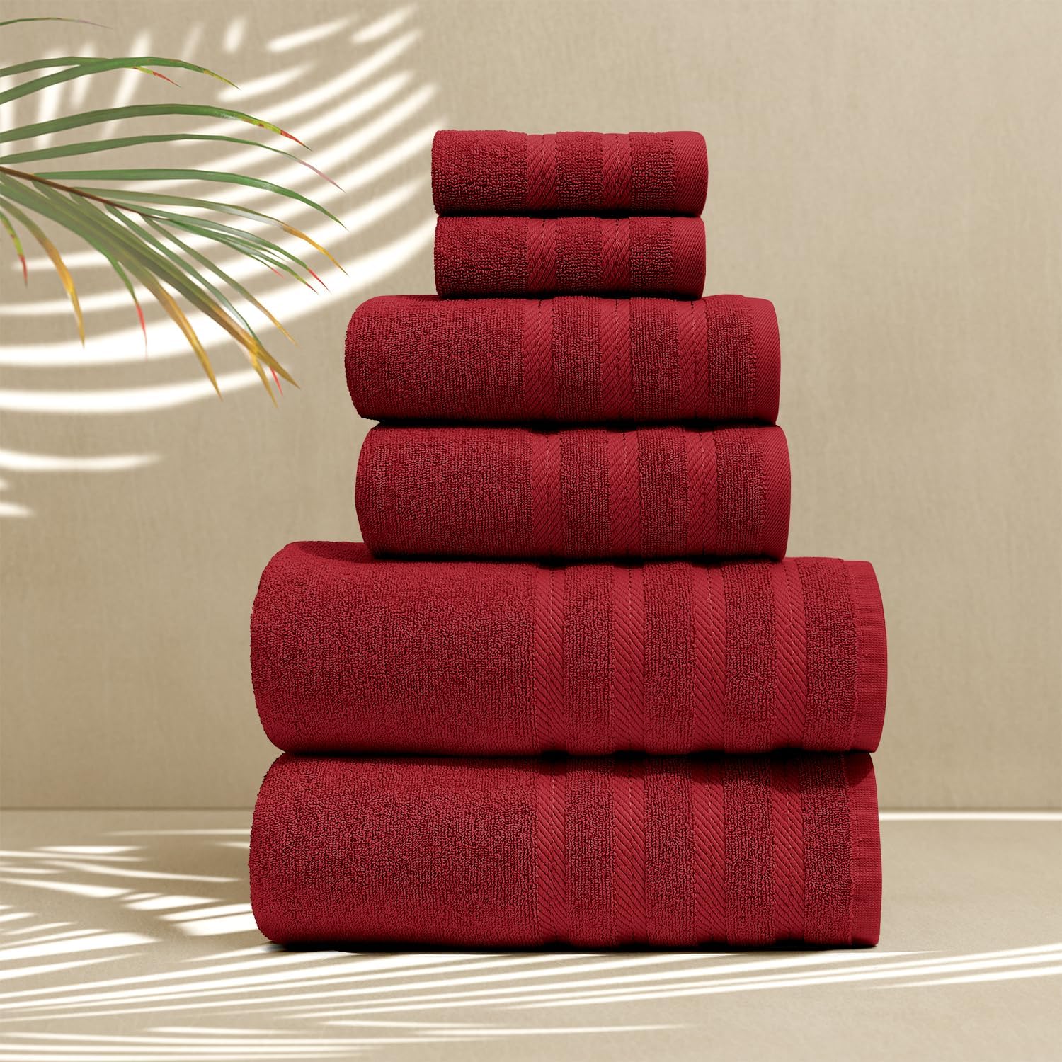 Hearth Harbor Red 6-Piece Bath Towel Set