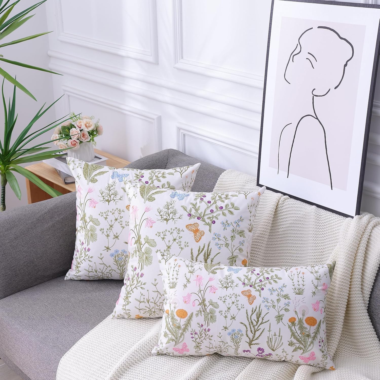 Hyha Floral Pattern Velvet Pillow Covers Set of 2 20x20 Inch