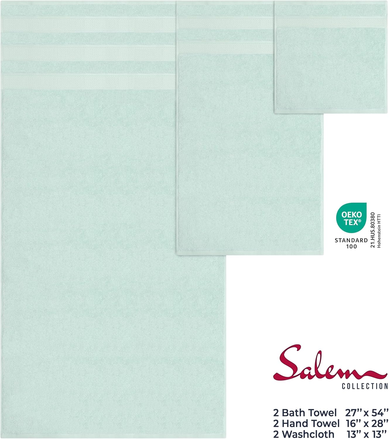American Soft Linen Salem 6-Piece Towel Set in Mint