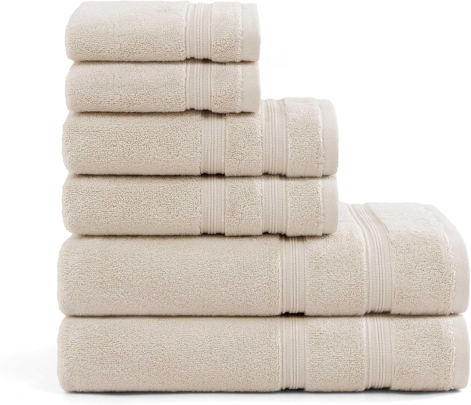 Tommy Hilfiger Bath Towels 6-Pack Solid Beige