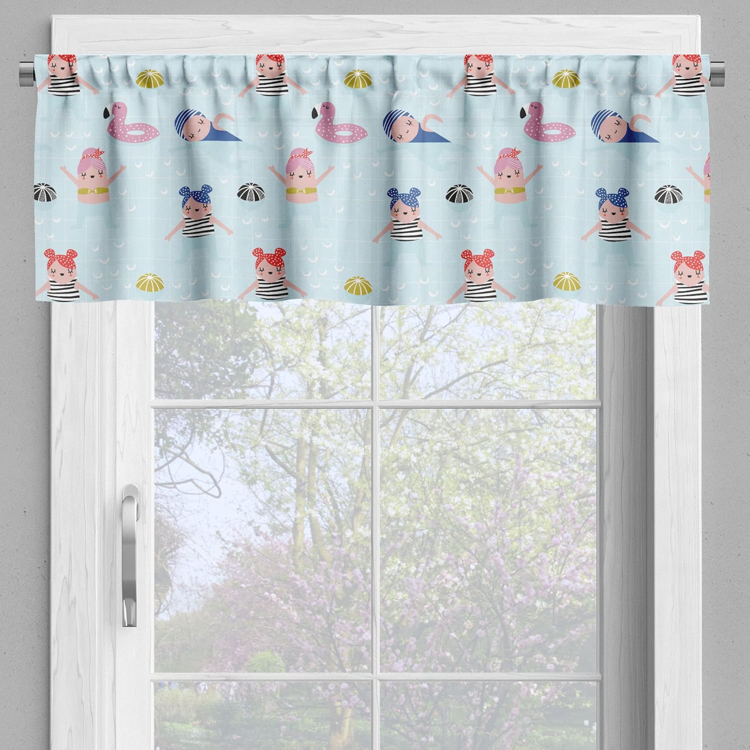 Ambesonne 3 Pcs Summer Valance Tier Curtain Set