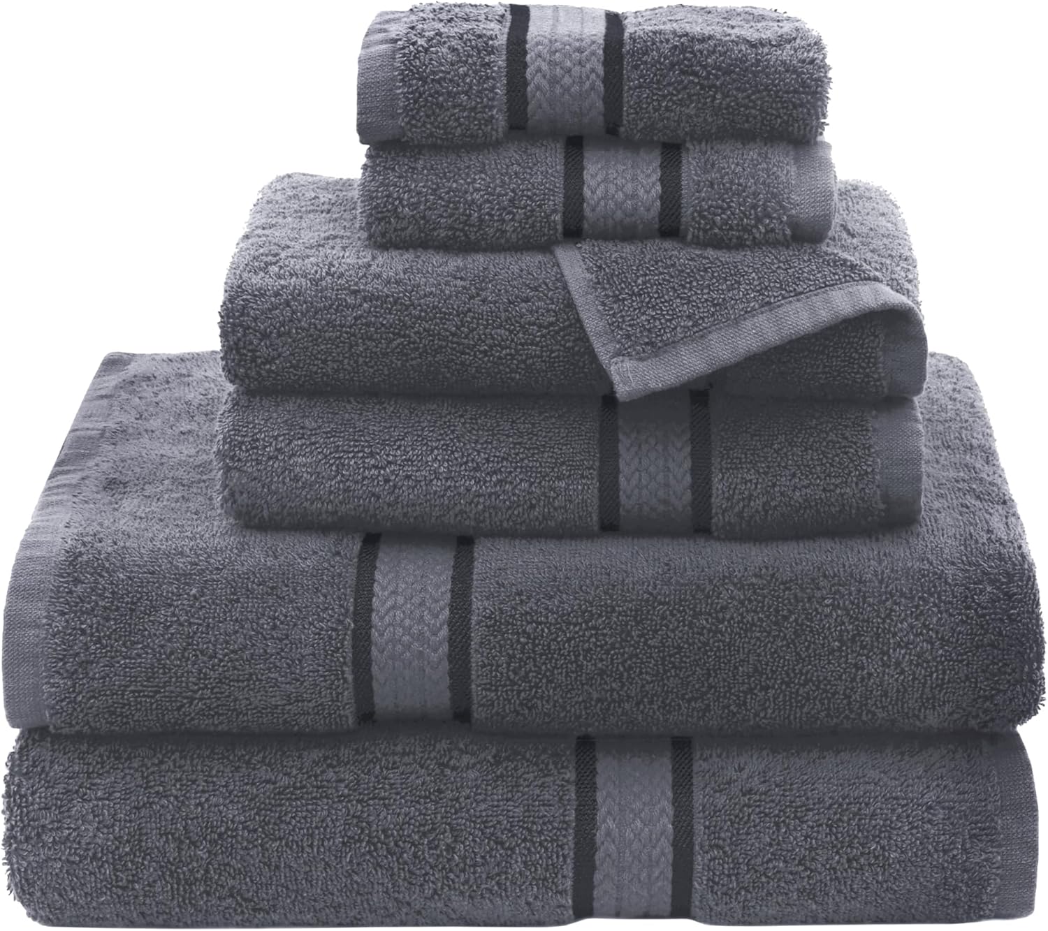 COTTON CRAFT Ultra Soft 6-Piece Towel Set - Charcoal