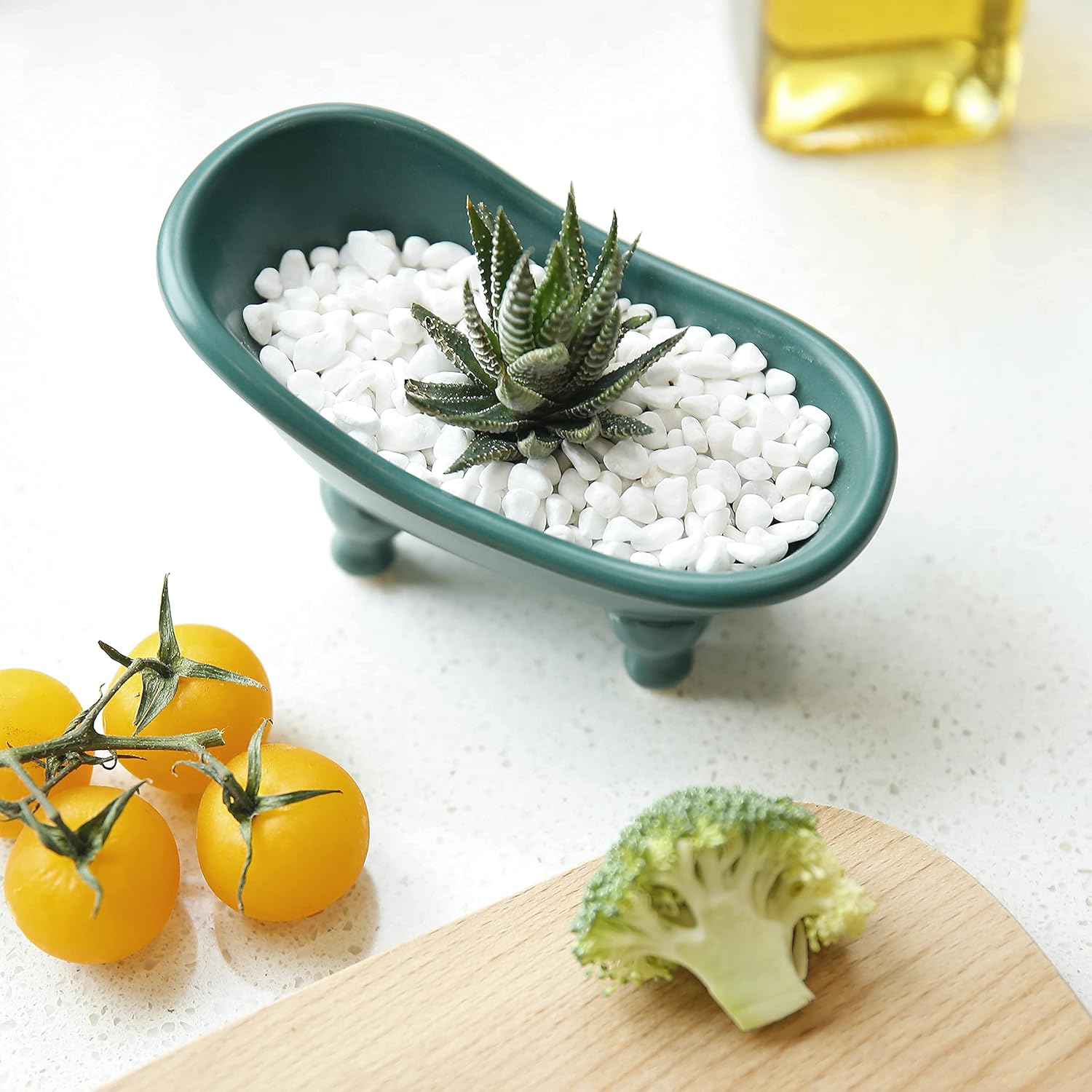 Colorful Ceramic Mini Clawfoot Soap Dish Orange