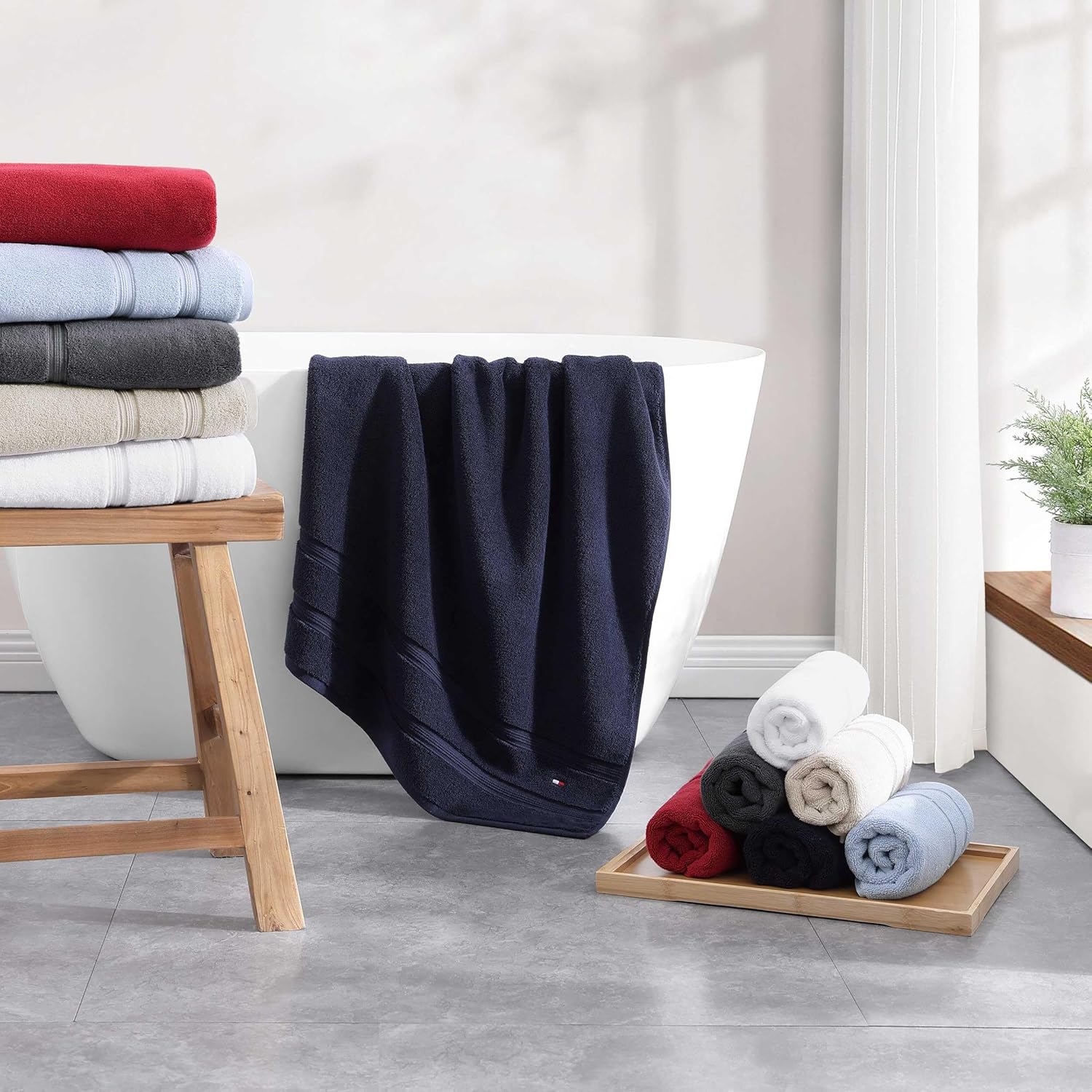 Tommy Hilfiger Bath Towels 6-Pack Solid Beige