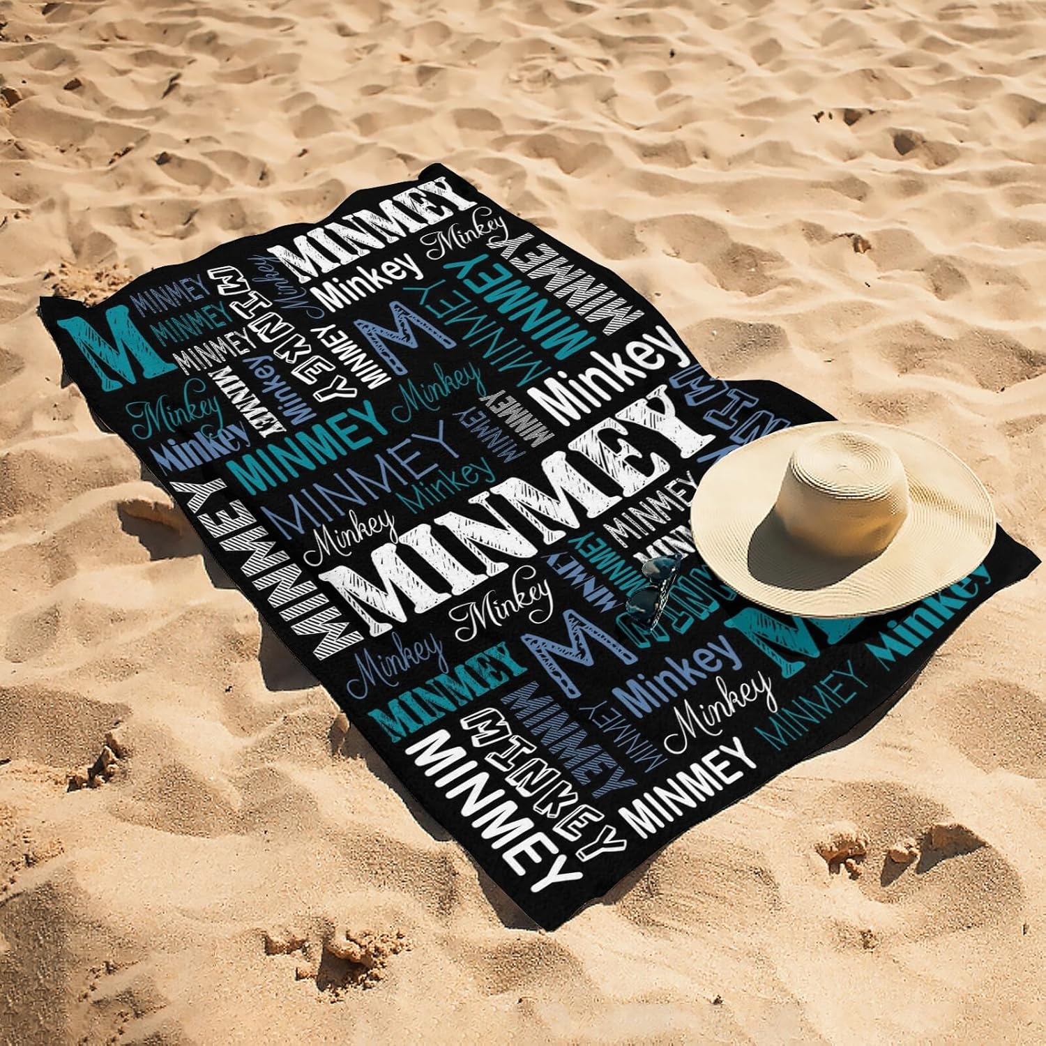 Personalized Beach Towel with Name for Adults Kids