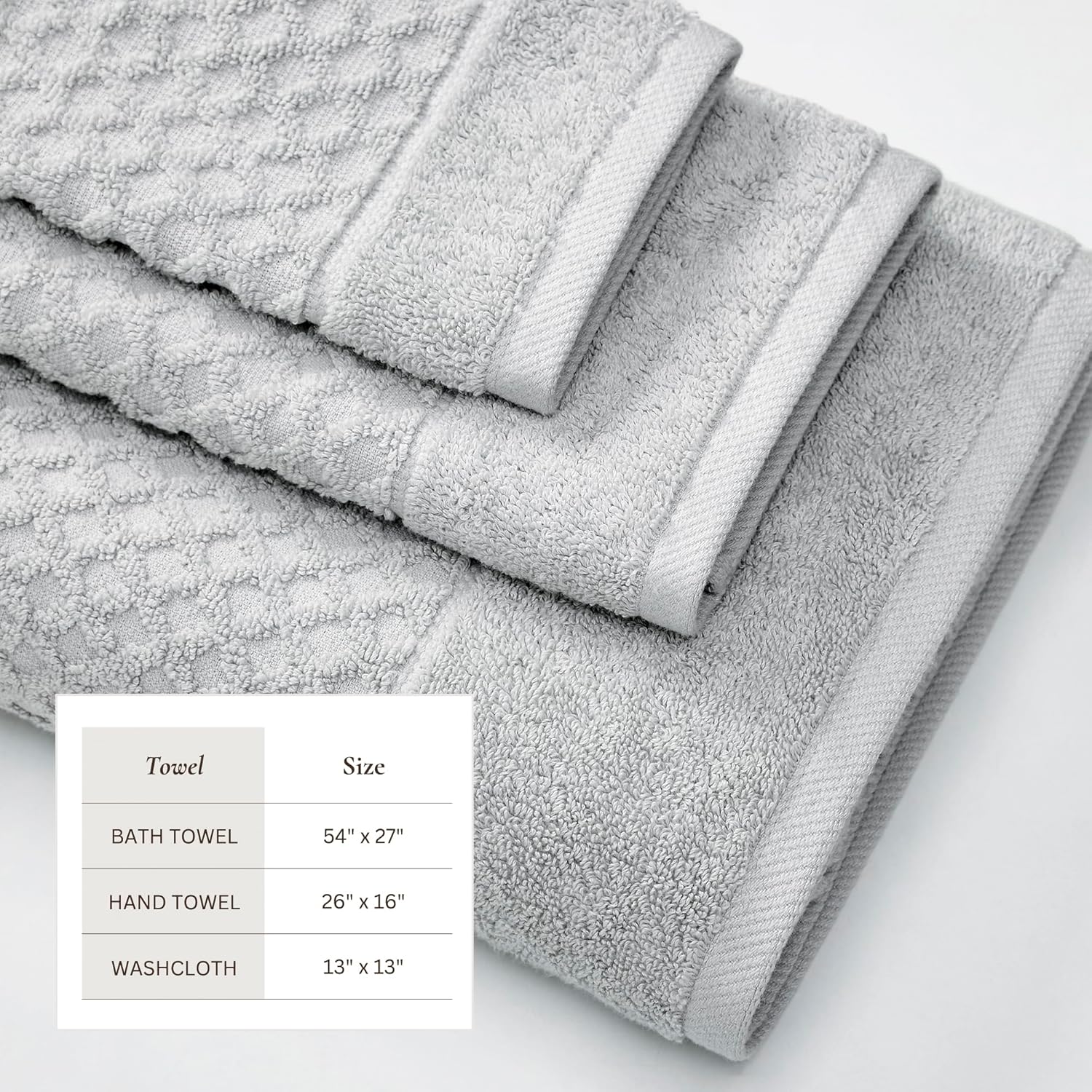 Great Bay Home Light Grey Bath Towel Set 6 Piece