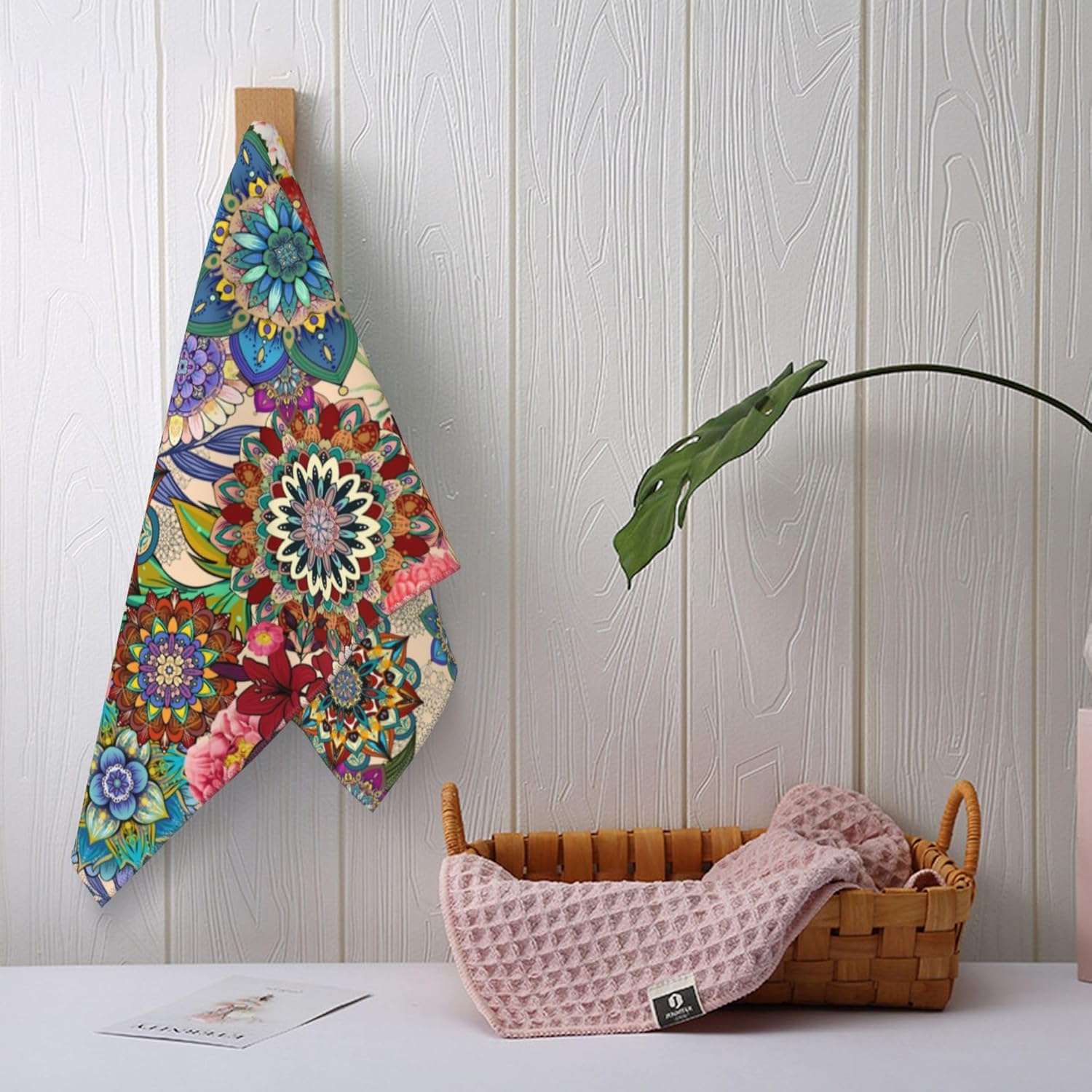 HIKENVIU Boho Floral Hand Towels Set of 2