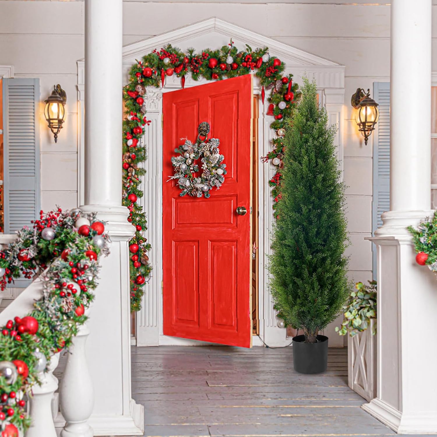 4ft Artificial Cedar Topiary Tree Potted Plants