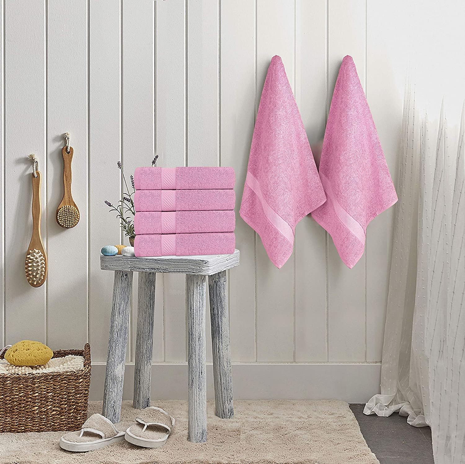 Simpli-Magic Cotton Bath Towel Set Pink 6 Count