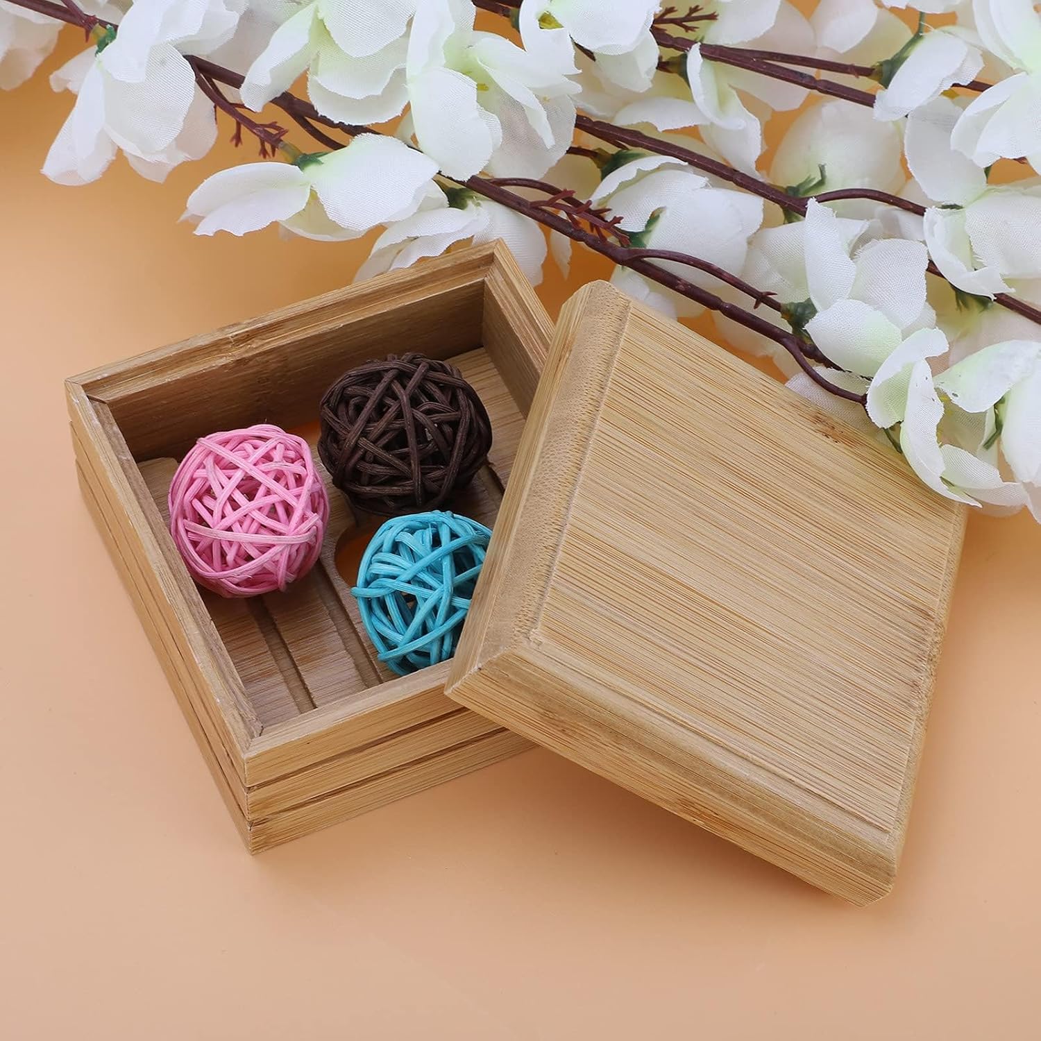2-Pack Wooden Soap Holder with Lid for Bathroom