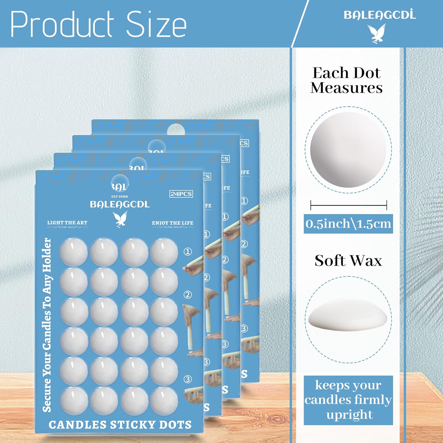 Candle Sticky Dots - 4 Pack 96 Dots for Secure Hold