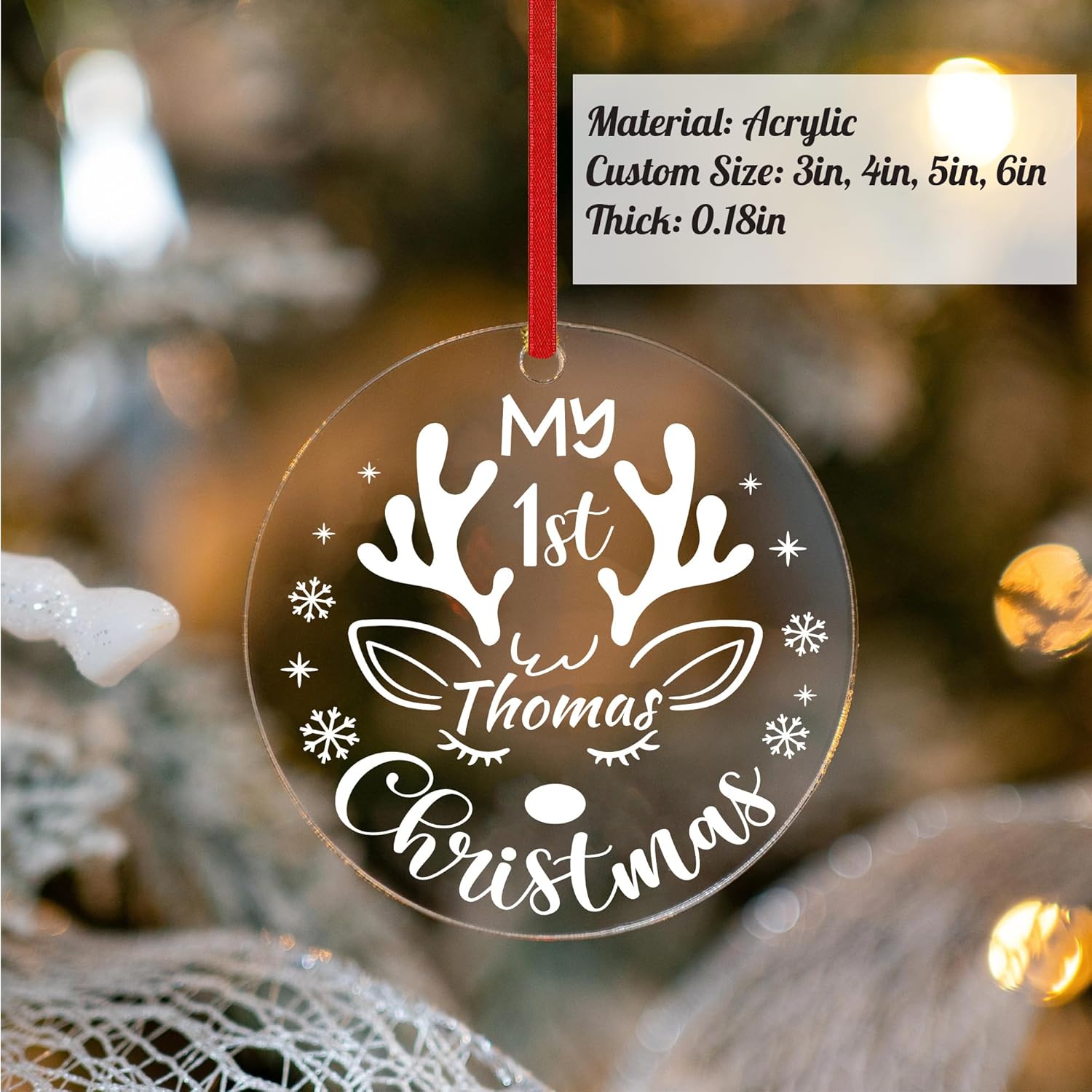 Jasilon Personalized Babys First Christmas Ornament 1