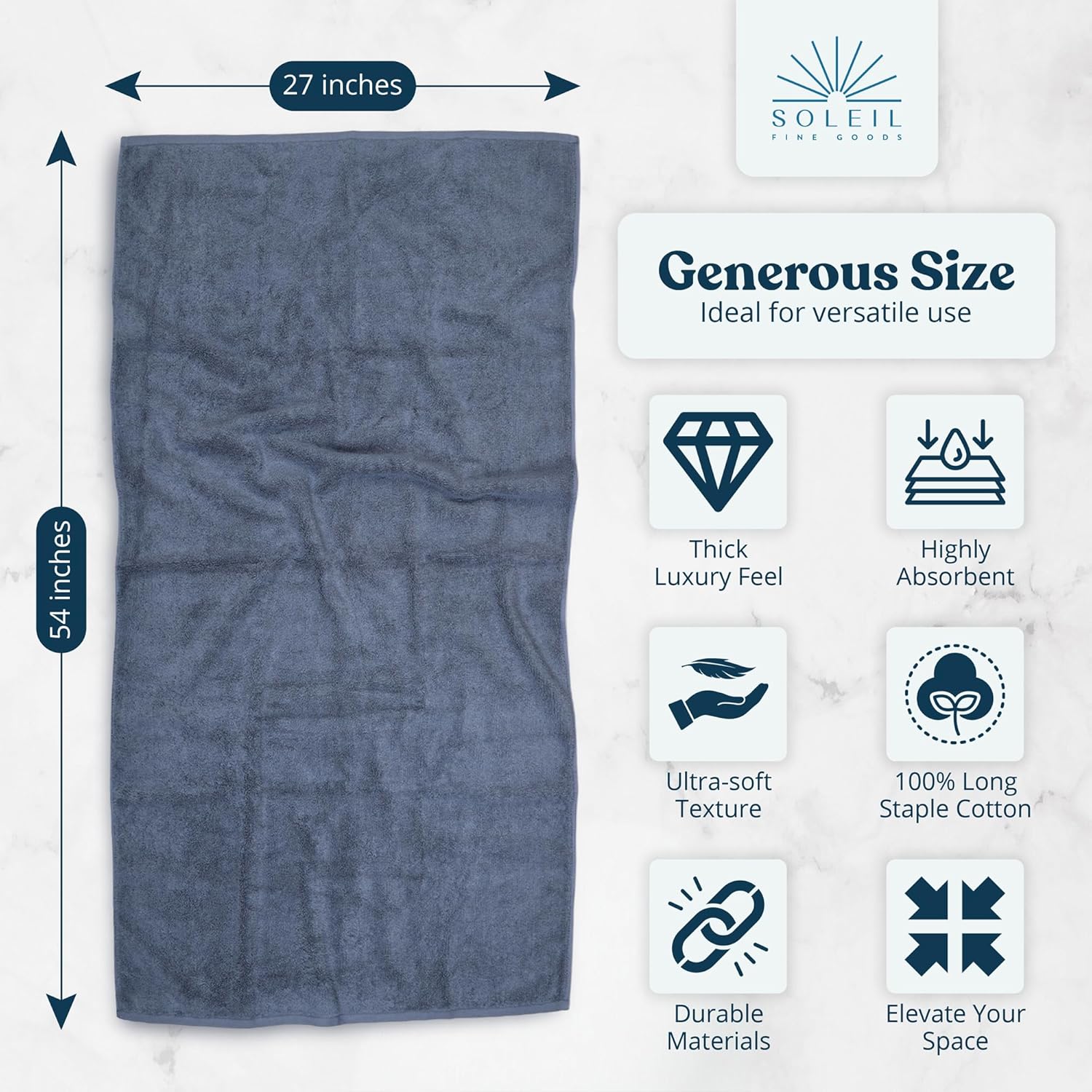 Luxurious 800 GSM Bath Towel Set - 27 x 54 Inches