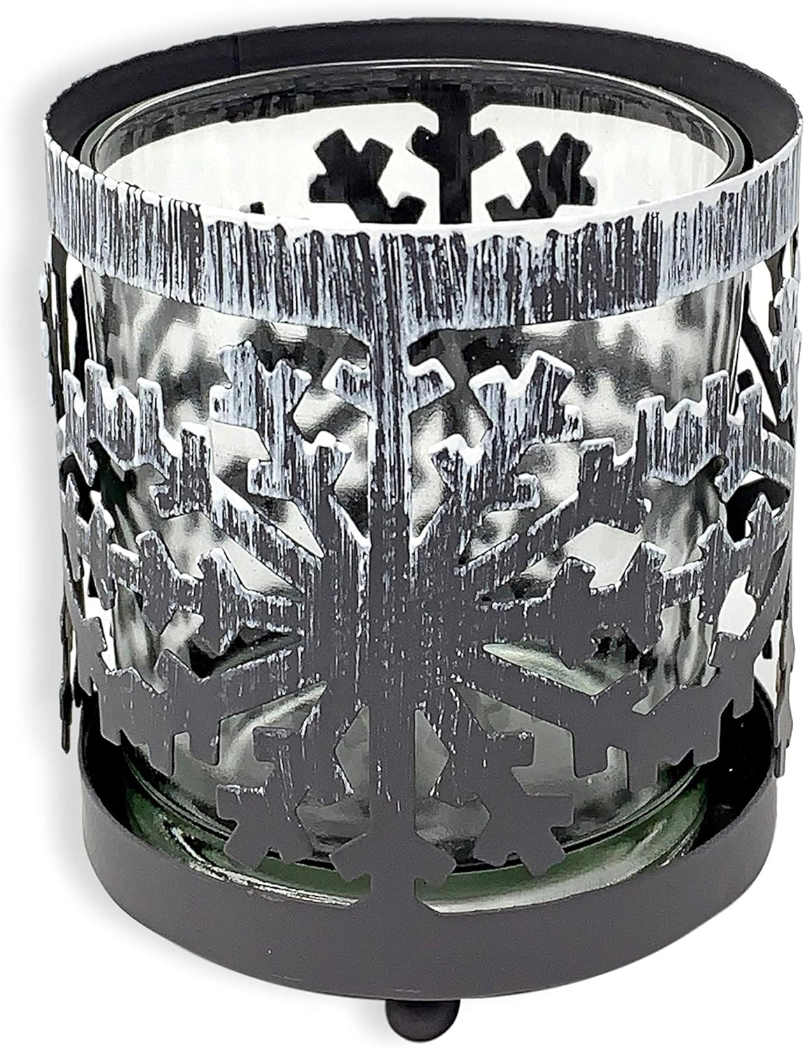 Snowflake Candleholder Set of 2 - Metal Glass