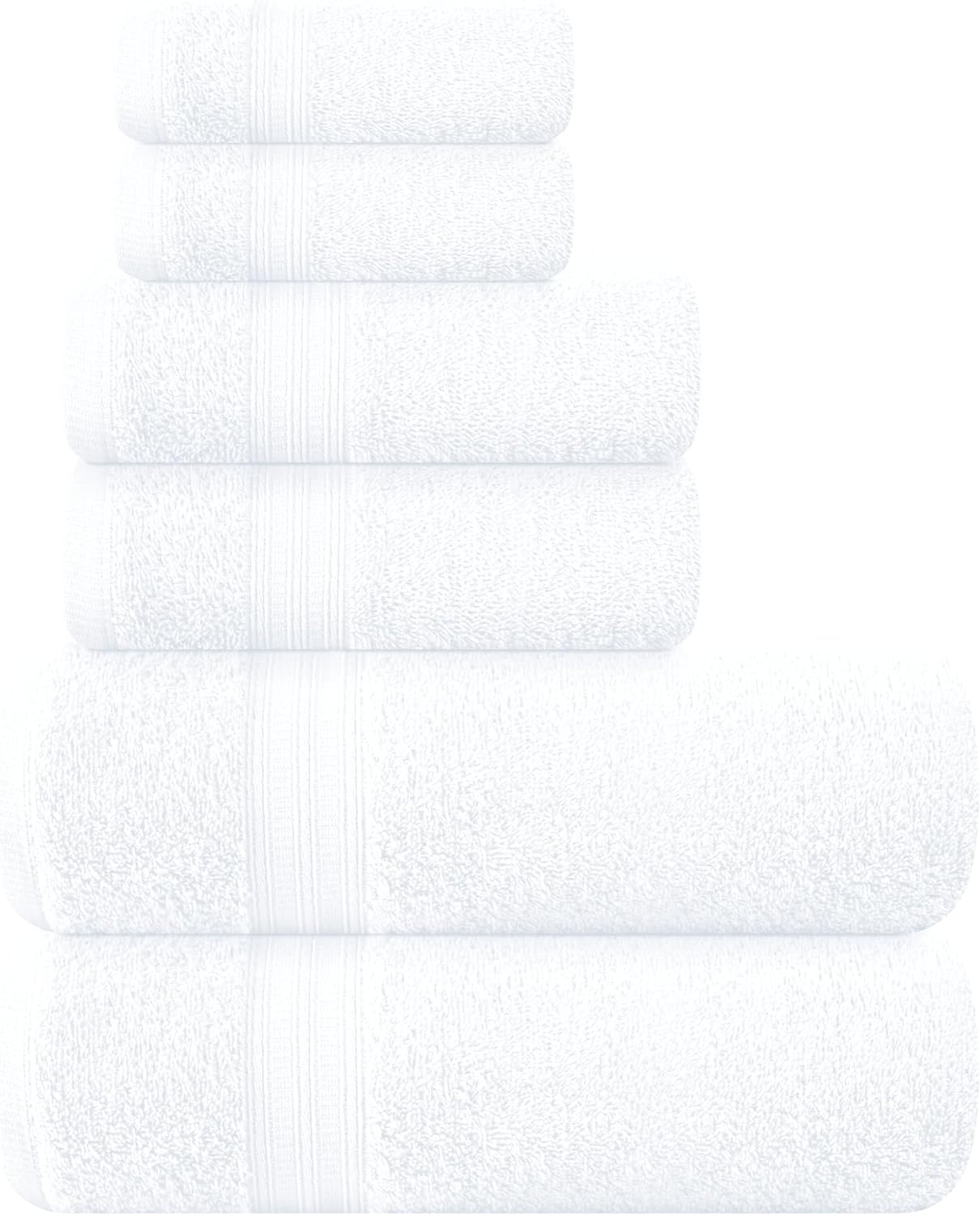 BOUTIQUO 6 Pack Cotton Towel Set - Ultra Soft Lightweight