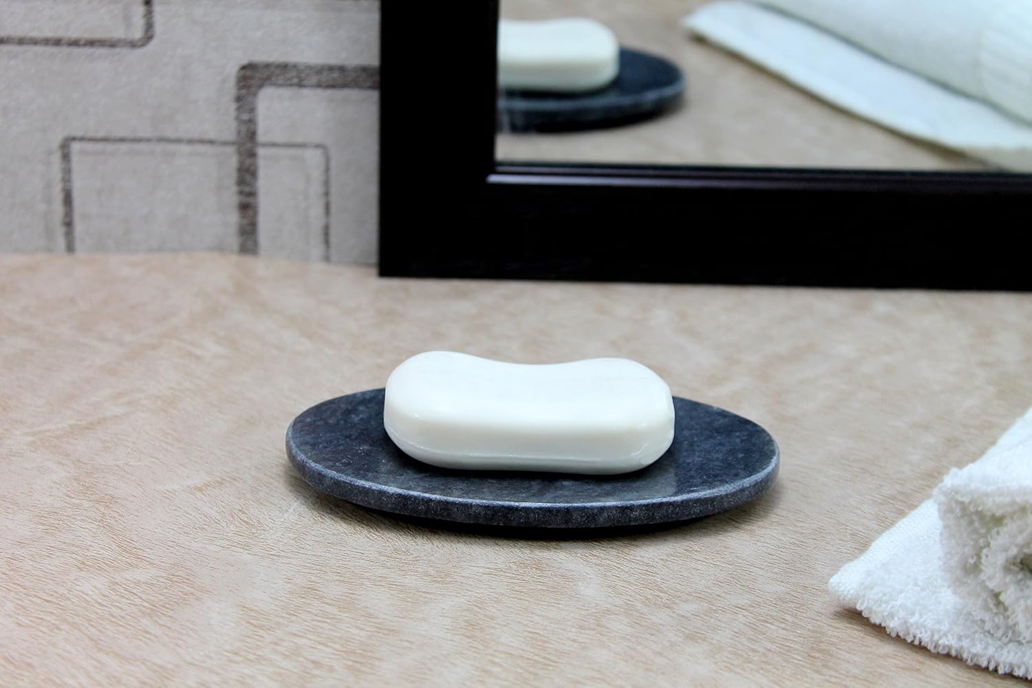 KLEO Natural Black Stoneware Soap Dish Oval Shape