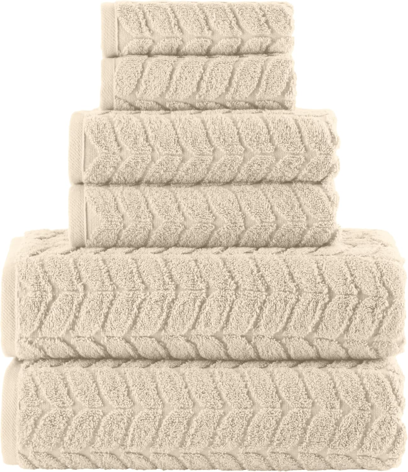 Elegant Comfort Turkish Cotton Towel Set Ivory 6-Piece