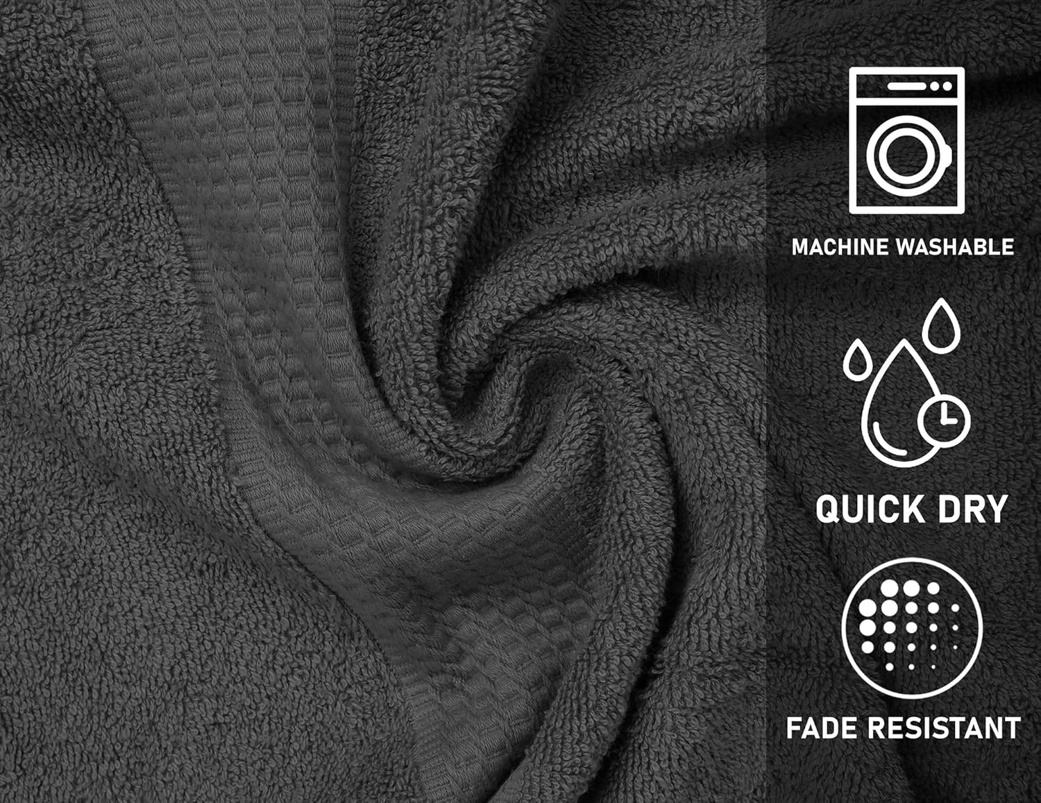 ZUPERIA Premium Bath Towels Pack of 4 - 30x60 Inches Grey