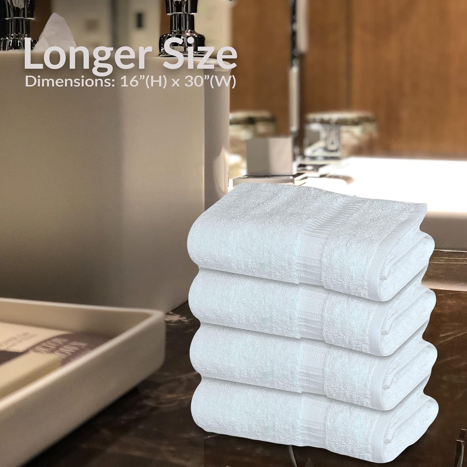 GOLD TEXTILES Premium White Hand Towels 4 Pack 1