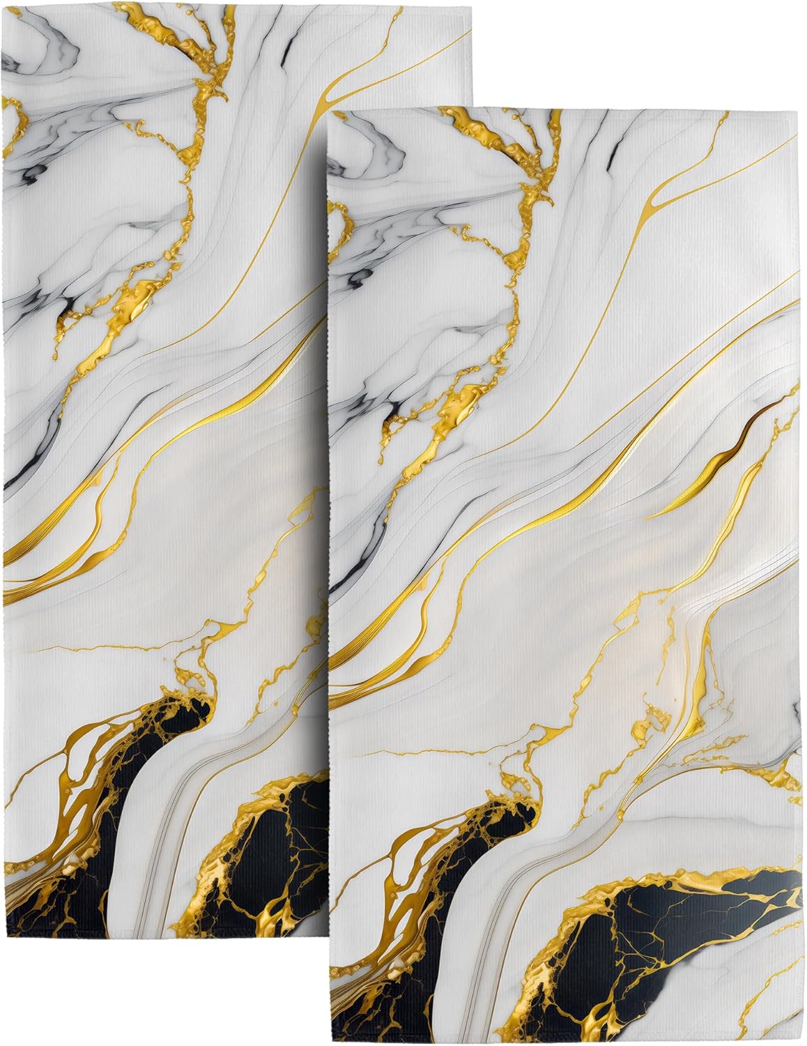 Bapcoku White Marble Hand Towels Set of 2