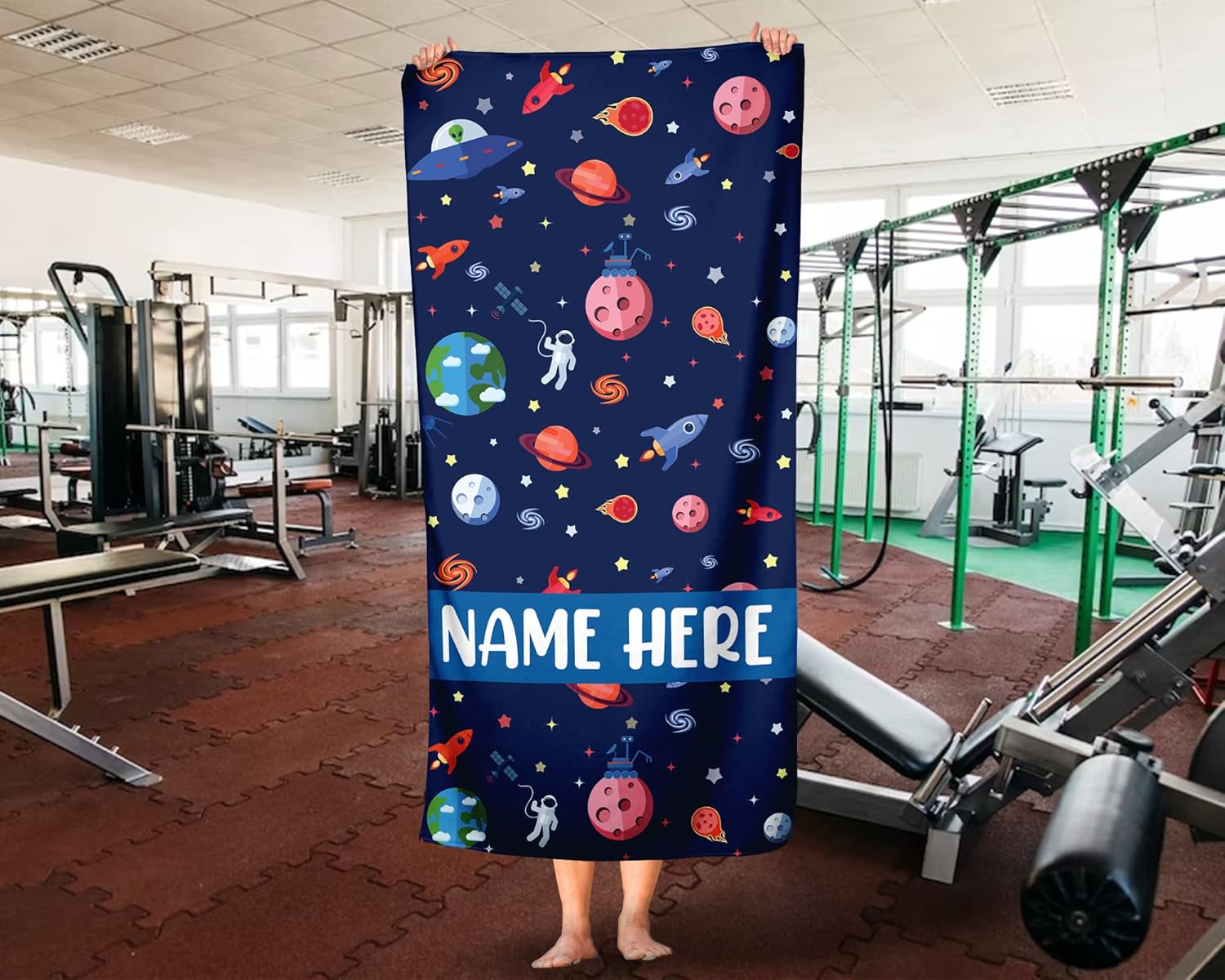 Personalized Solar System Beach Towel With Name 1