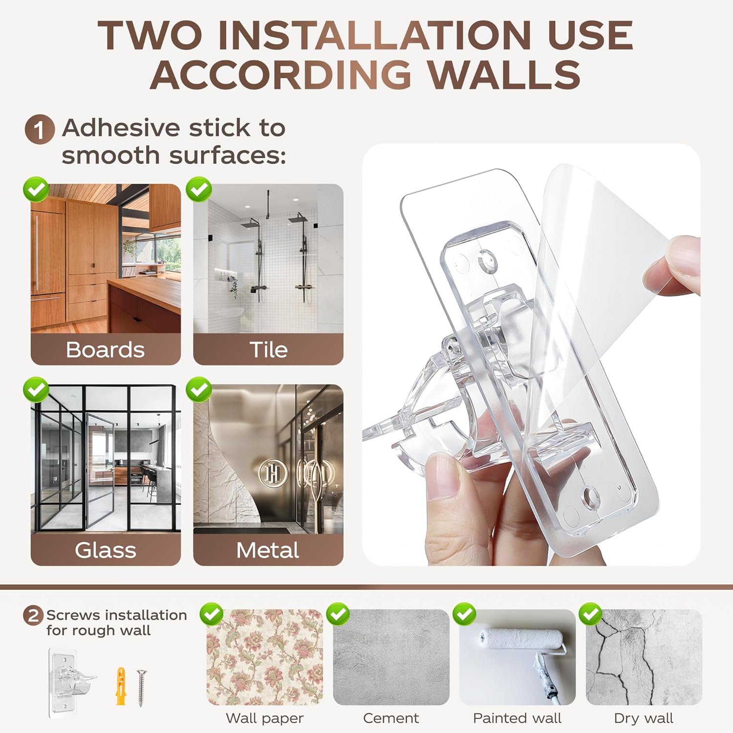 MUAKIOY Clear Curtain Rod Holders 20 Pack No Drilling