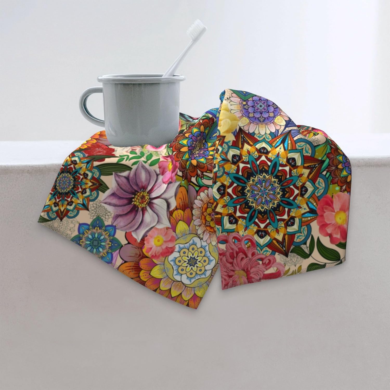 HIKENVIU Boho Floral Hand Towels Set of 2