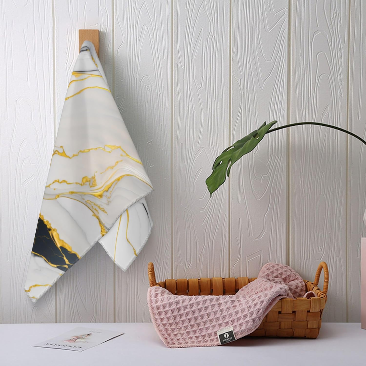 Bapcoku White Marble Hand Towels Set of 2