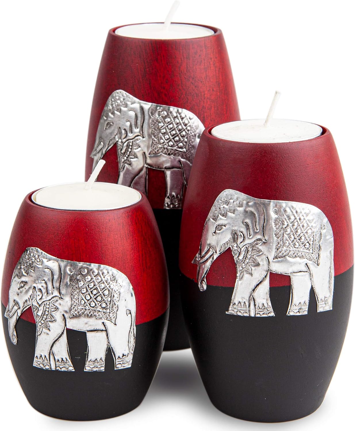 IYARA CRAFT 3 Wooden Candle Holders Set 1