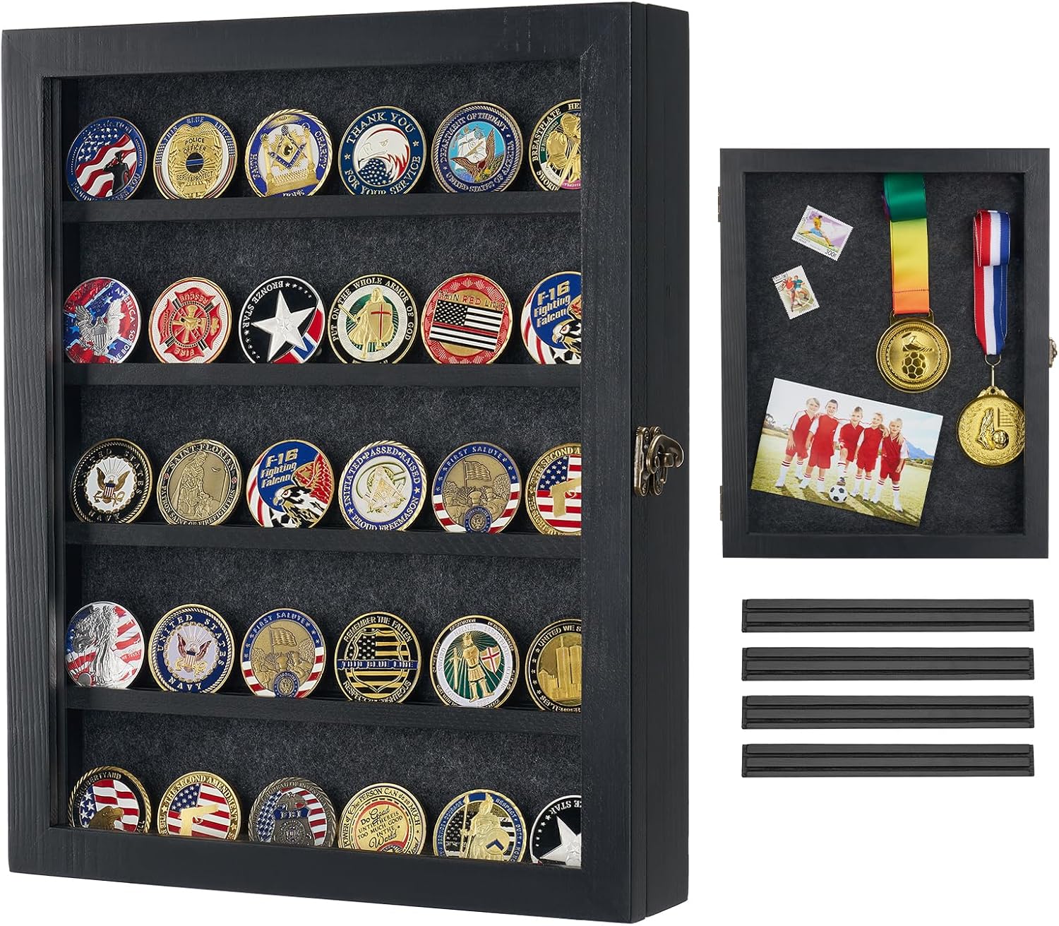 AW BRIDAL Large Shadow Box for Coins and Collectibles 11x14 Inch Black
