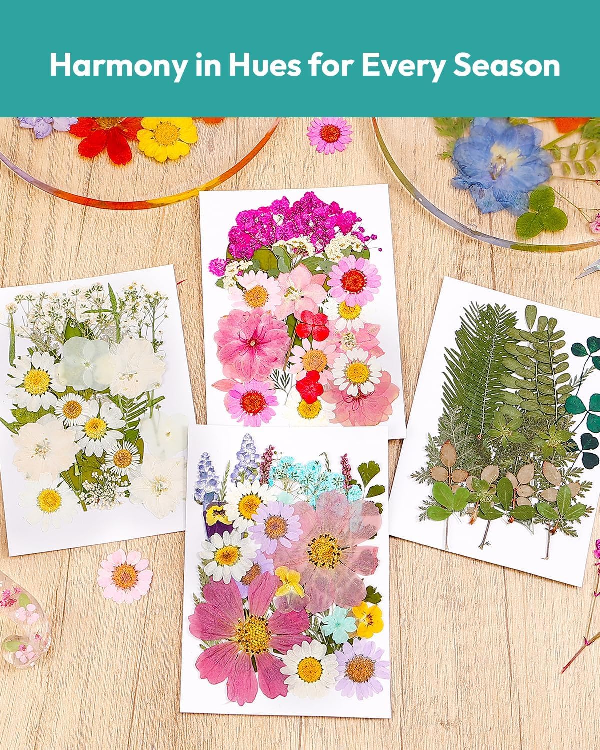 Resiners 100Pcs Dried Flowers Craft Kit
