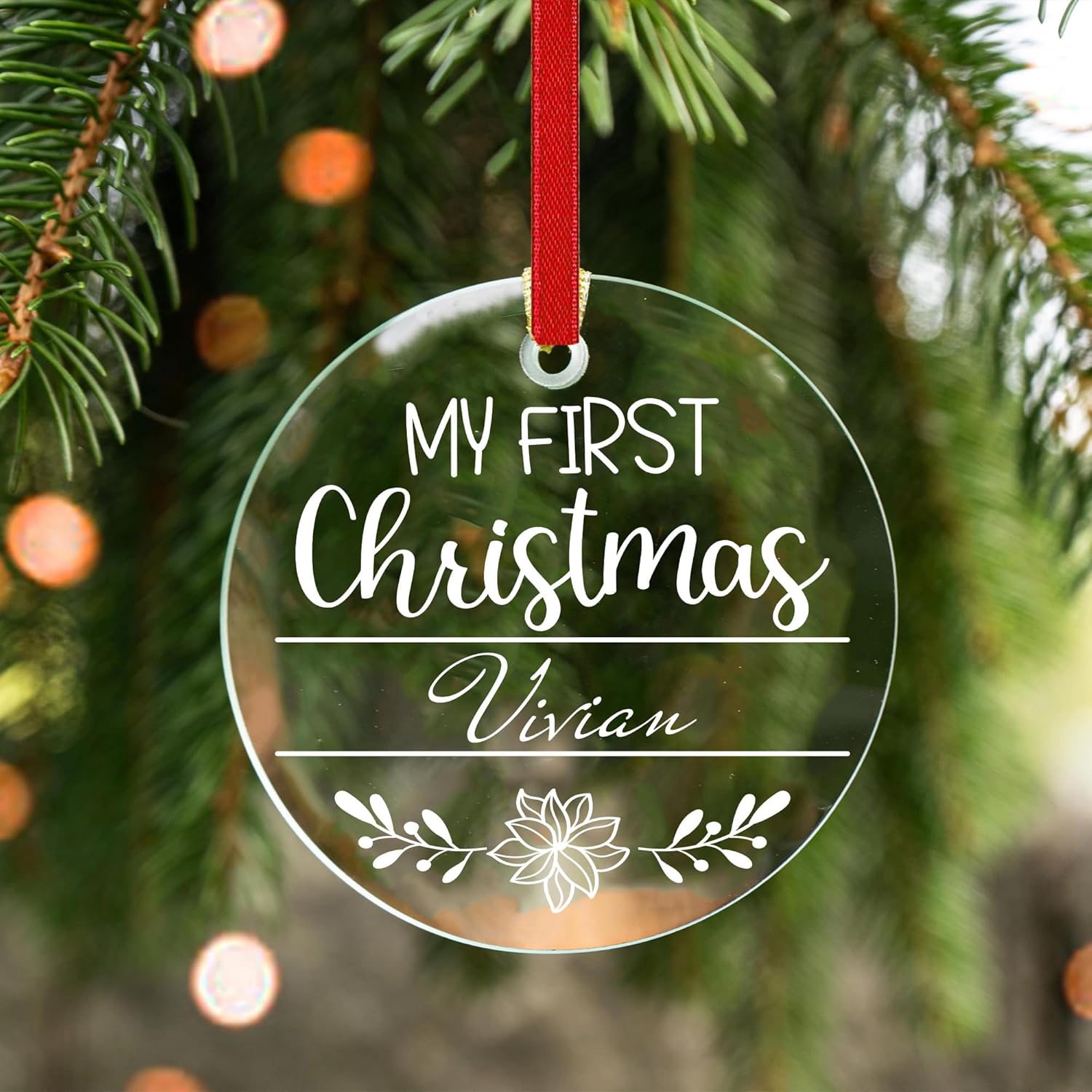 Jasilon Personalized Babys First Christmas Acrylic Ornament
