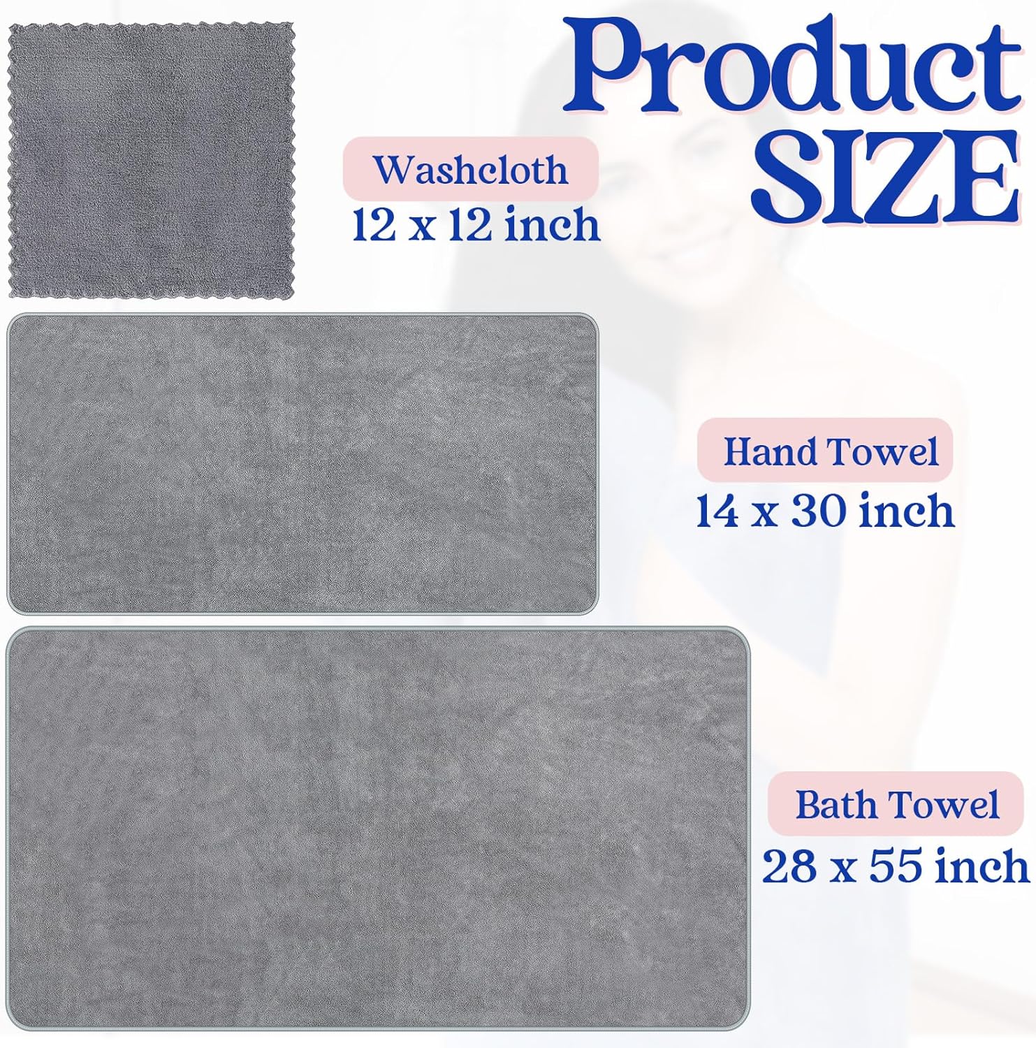 Newwiee 30 Pack Bath Towels Washcloths Set for Home Shower Yoga Travel