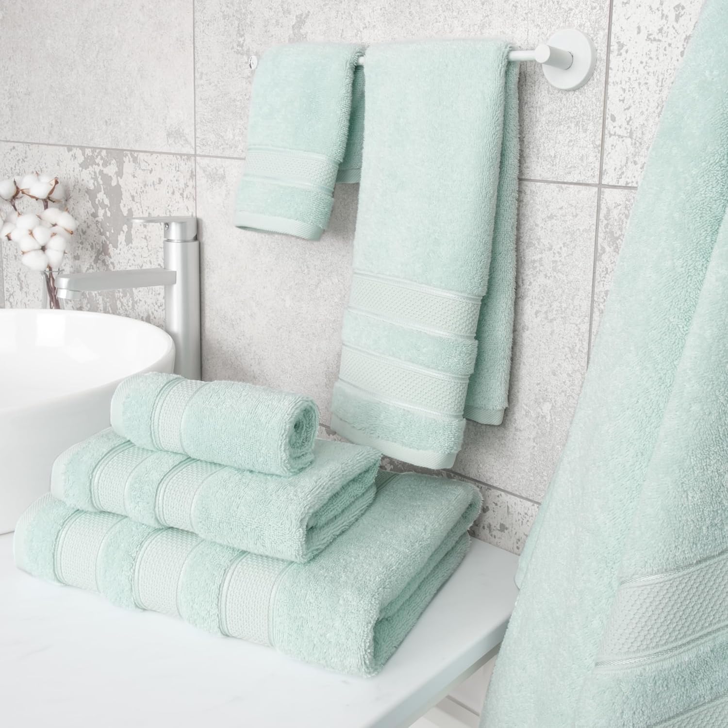American Soft Linen Salem 6-Piece Towel Set in Mint