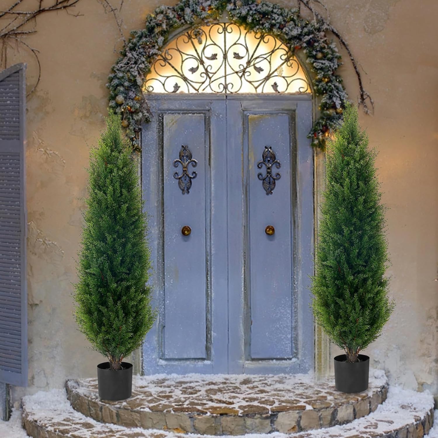 4ft Artificial Cedar Topiary Tree Potted Plants