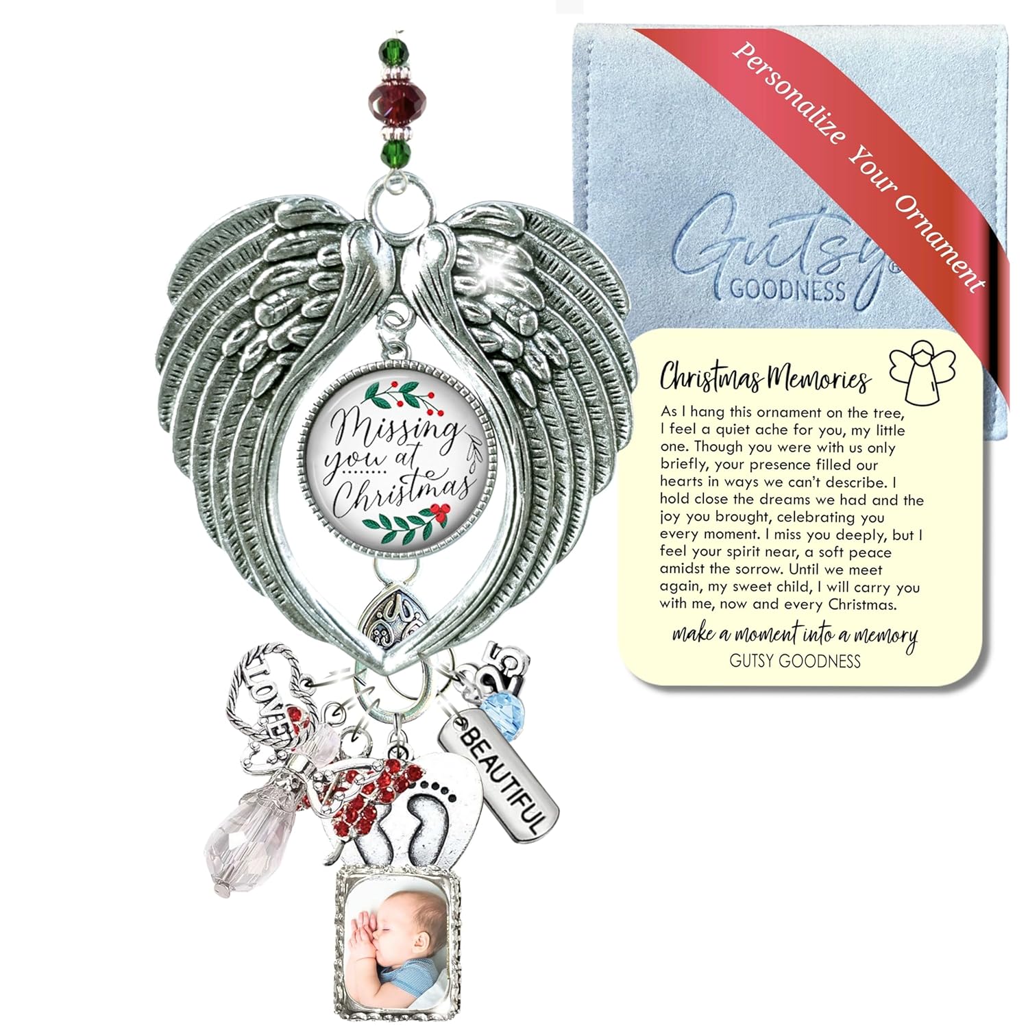 Baby Memorial Angel Wings Personalized Photo Frame