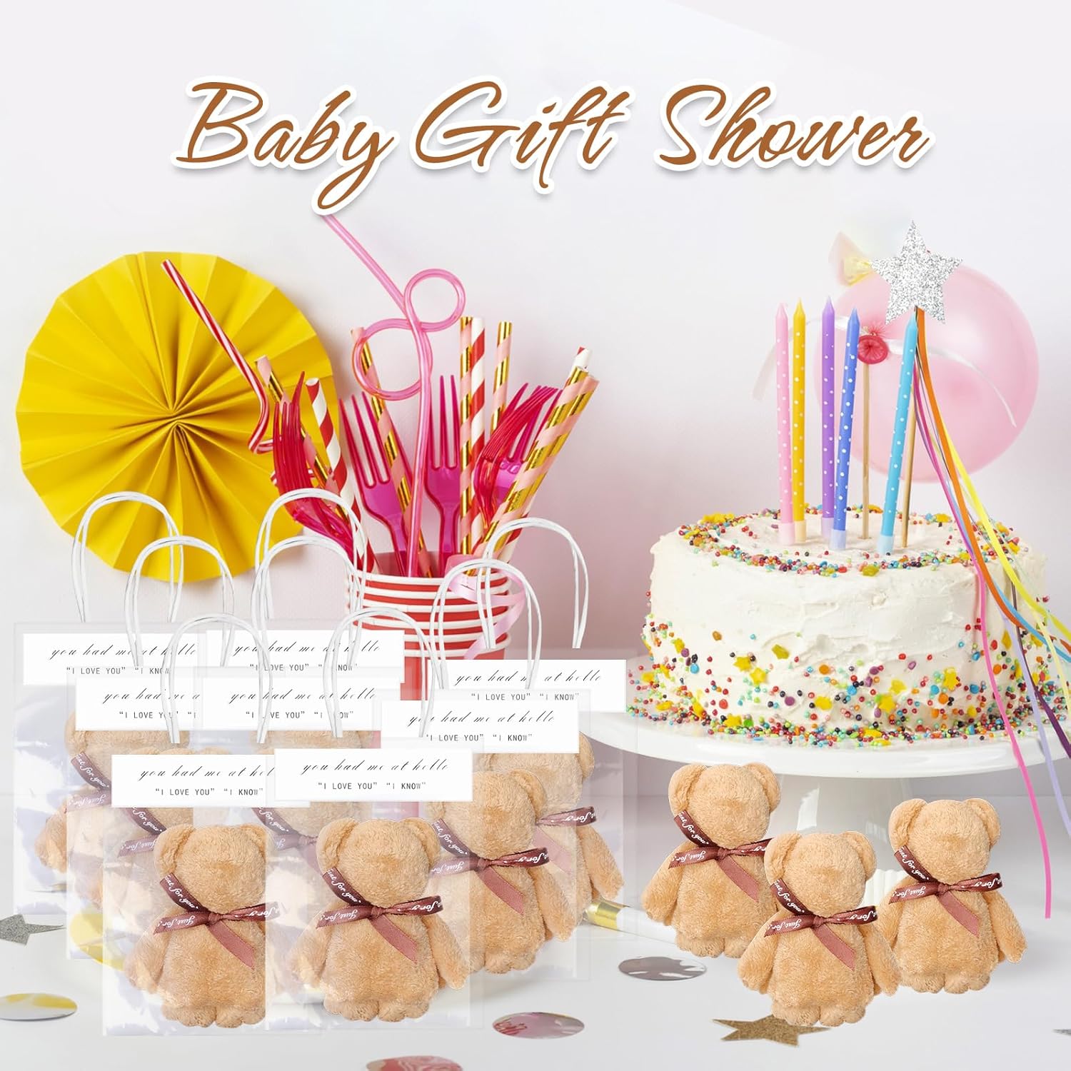 52 Pcs Bear-Shaped Bath Towel Set with Bags