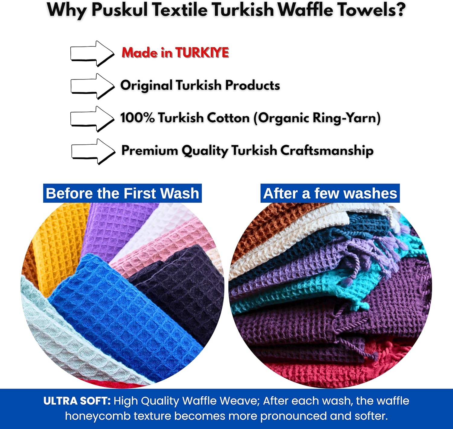 Pskl Waffle Beach Towel 35x70 Turkey Made Black