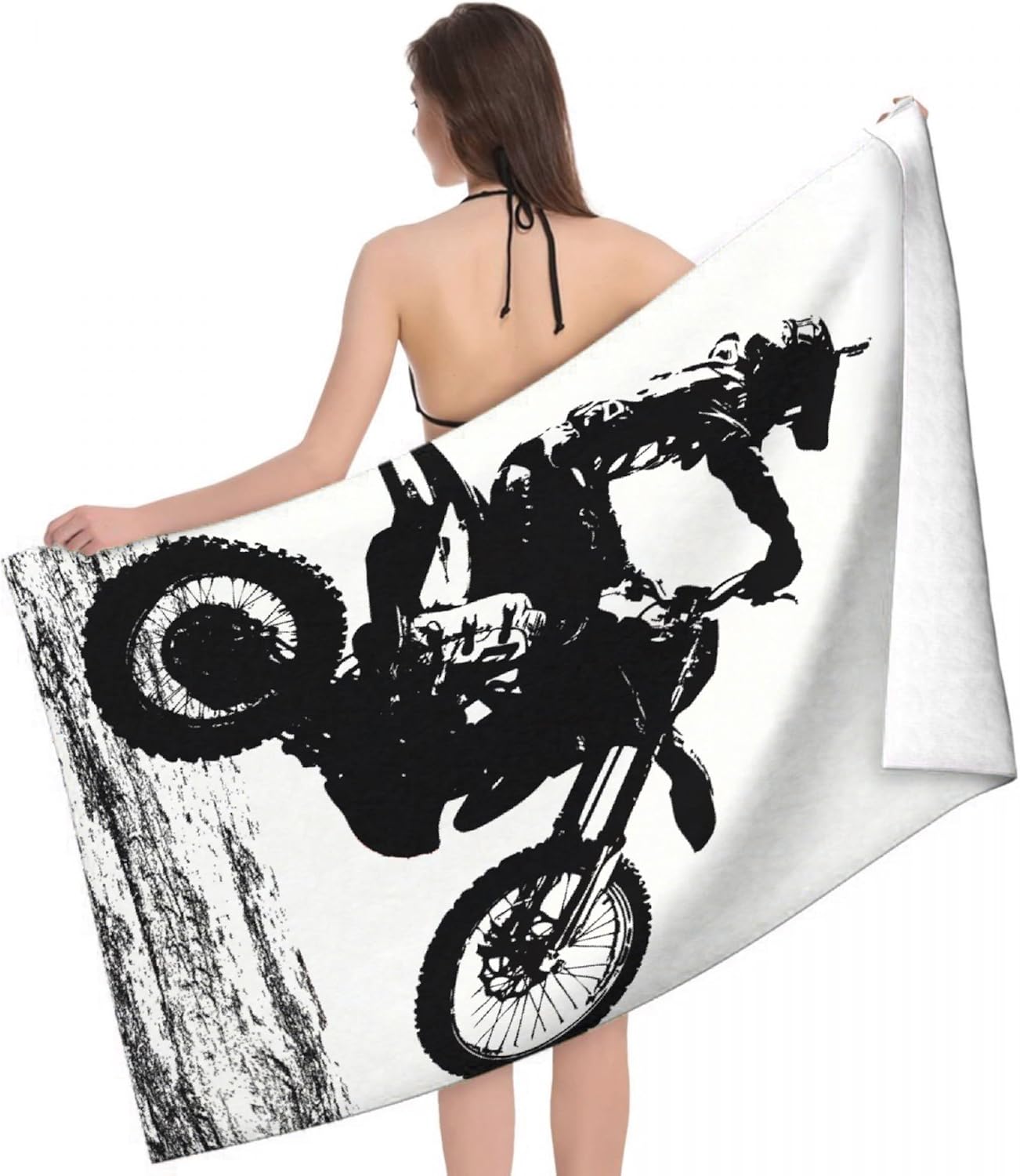 Custom Dirt Bike Beach Towel with Name - 32x52 Inch Microfiber